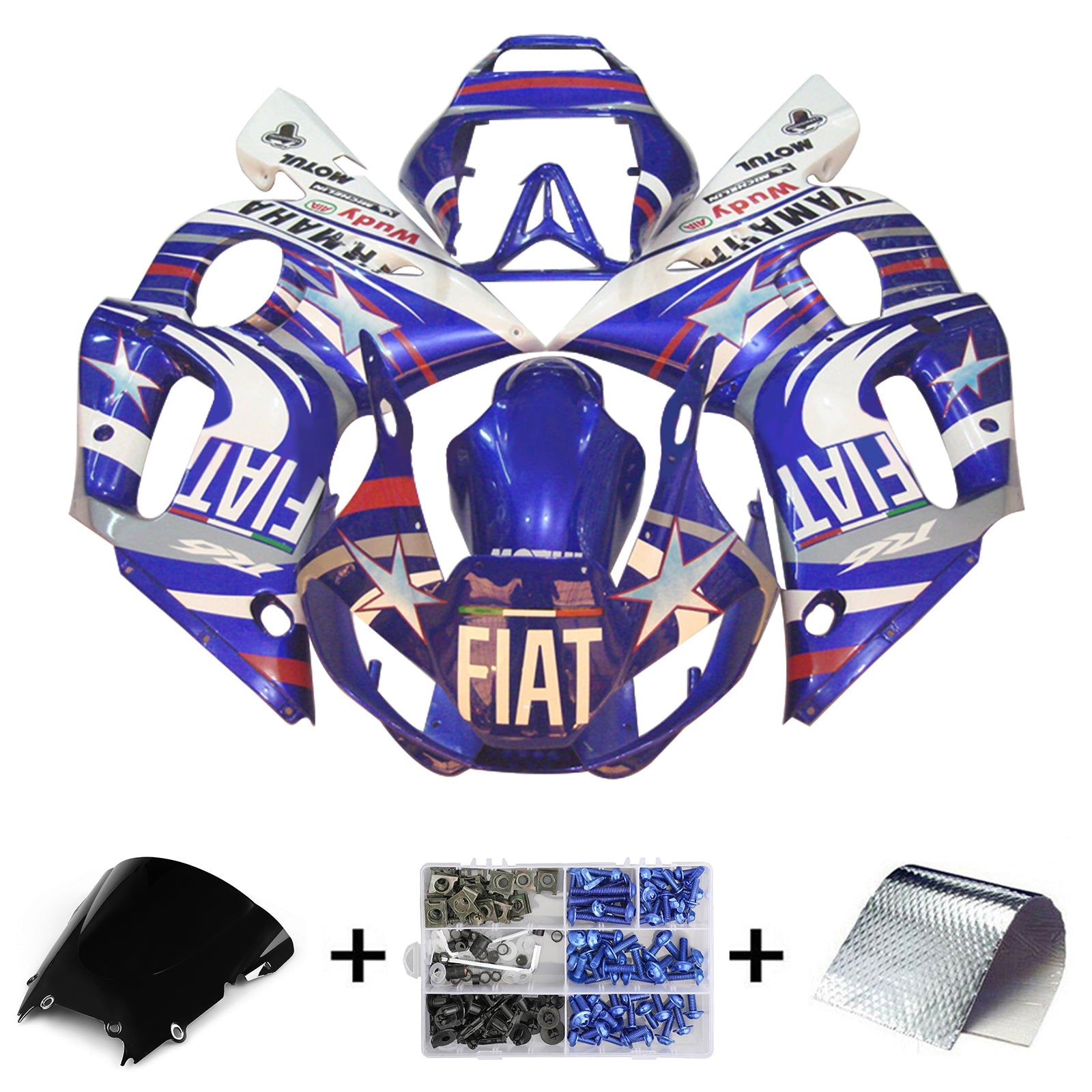 Amotopart Yamaha YZF 600 R6 1998-2002 Kit Carénage Carrosserie Plastique ABS