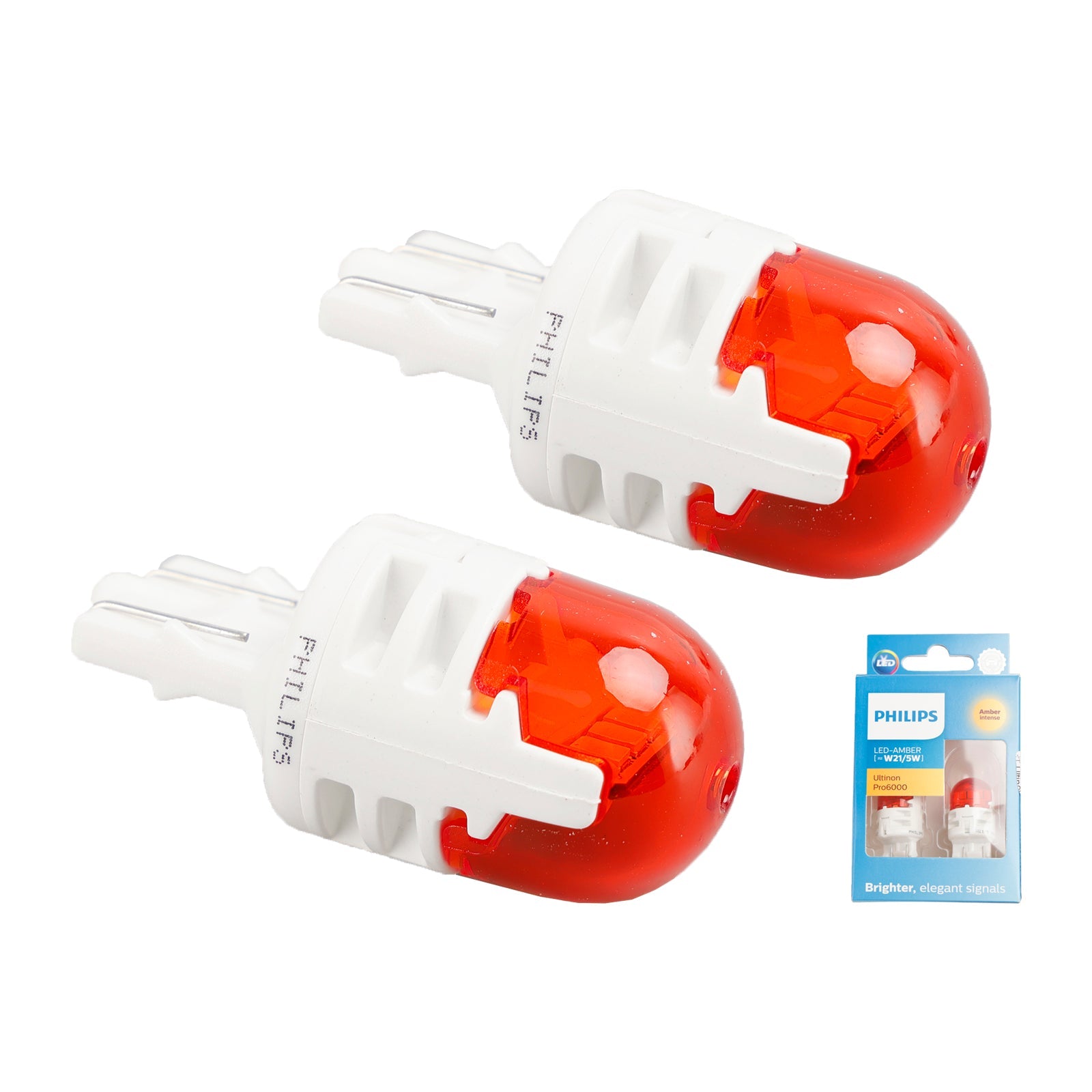 Para Philips 11066AU60X2 Ultinon Pro6000 LED-ÁMBAR W21/5W ÁMBAR intenso 80/16lm