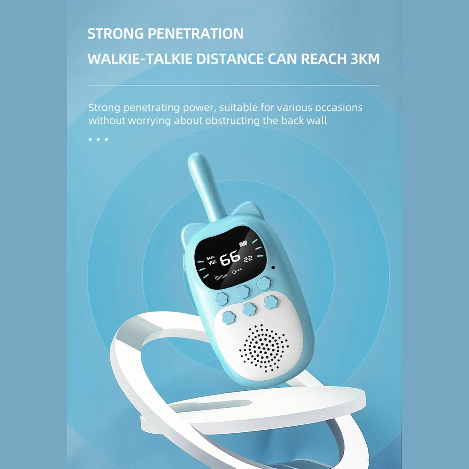 Pack de 2 Talkies-walkies Enfants - Portée 3 km - 22 Canaux - Lampe de Poche - Rechargeable