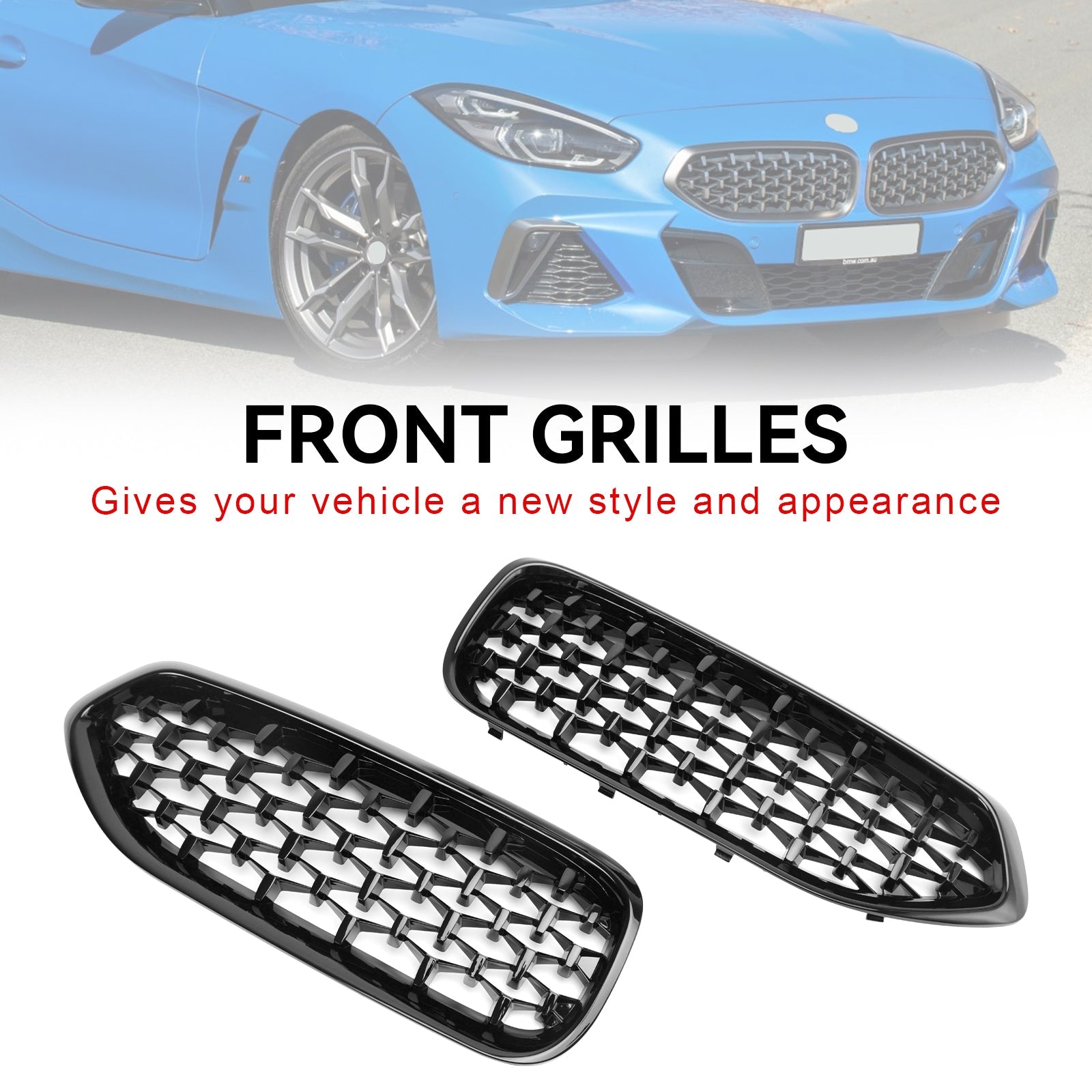 Parrilla frontal estilo diamante negro brillante para BMW G29 Z4 2019-2023