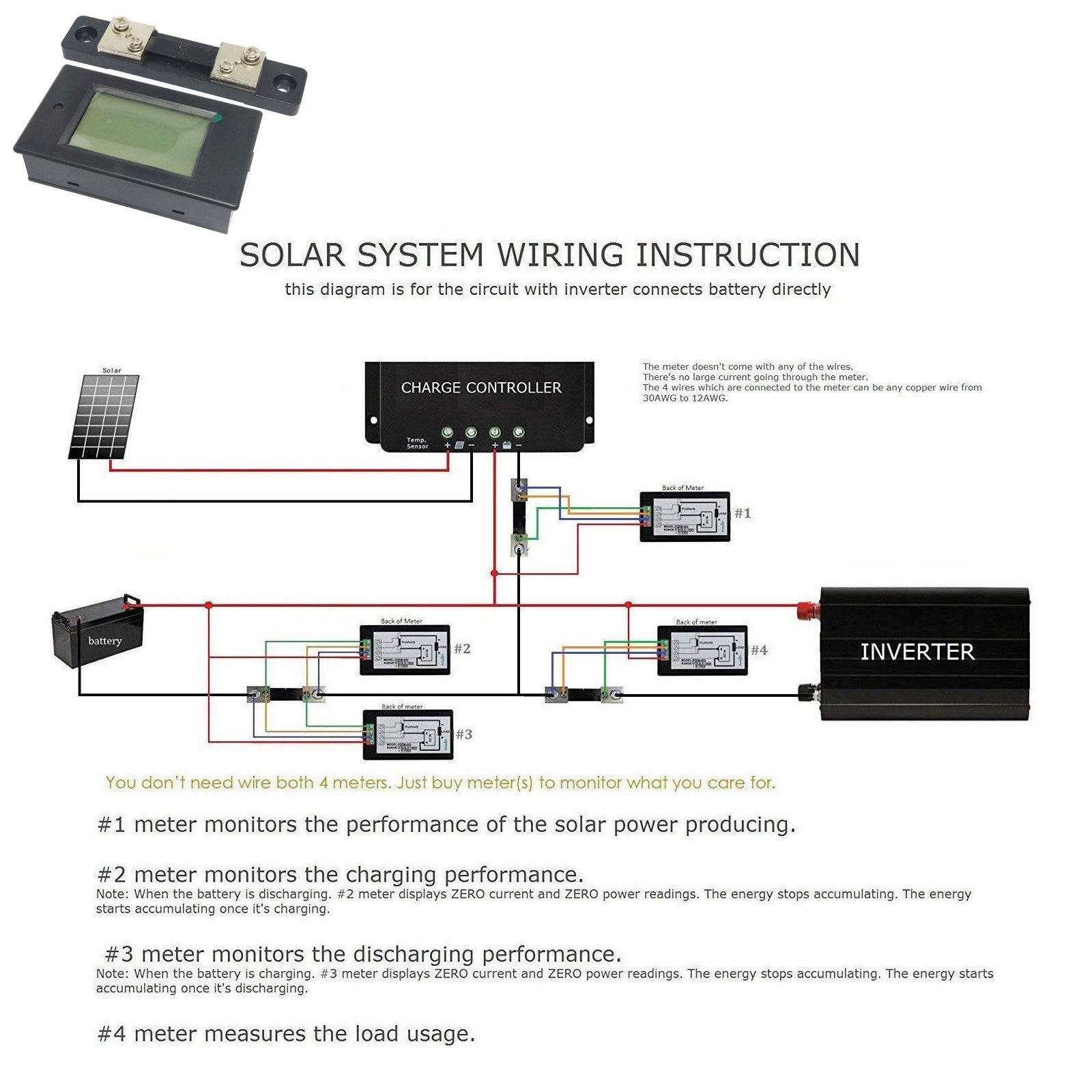 100A DC Digitaalinen Watti KWH Virta Teho Energiamittari Ampeerimittari Volttimittari 100V