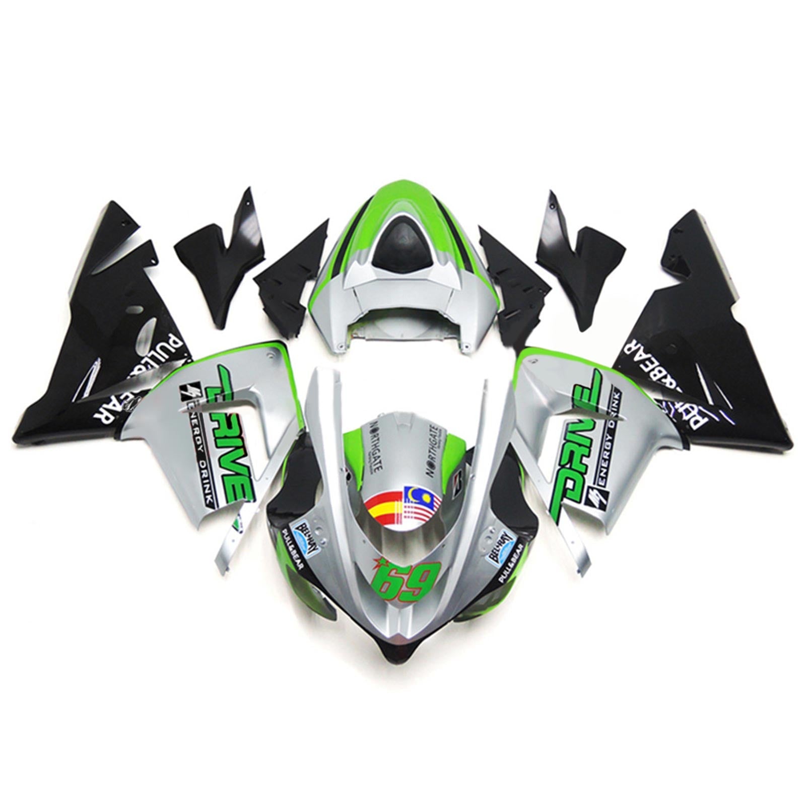 Amotopart Kawasaki ZX10R 2004-2005 ABS kunststof carrosseriekuipset
