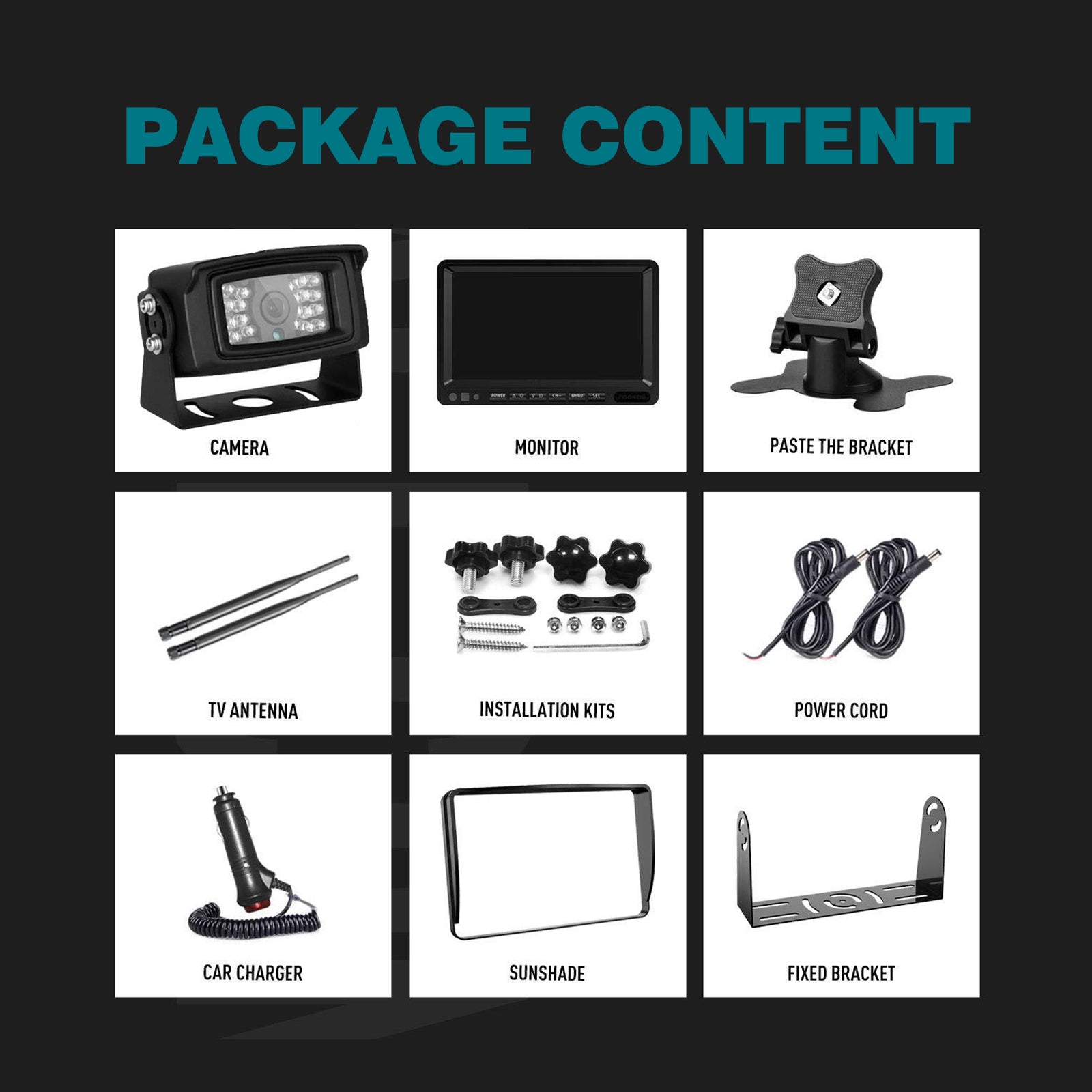 Kit de cámara de marcha atrás para remolque de camión, pantalla inalámbrica AHD 1080P de 7", 4 canales