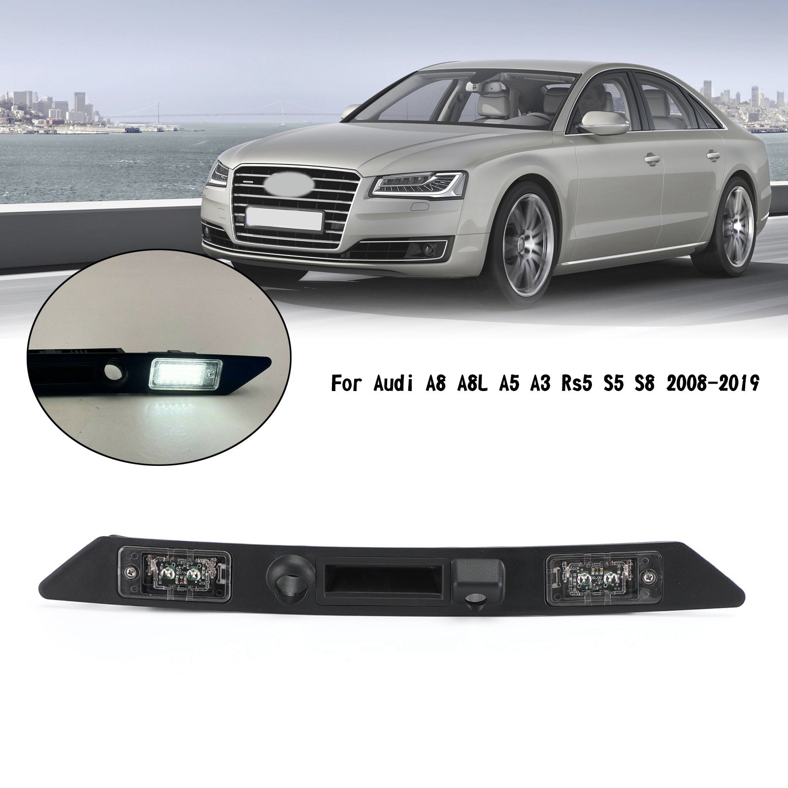 Manija de luces traseras para matrícula de maletero, para Audi A8, A8L, A5, A3, Rs5, S5, S8, 2008-2019, genérico