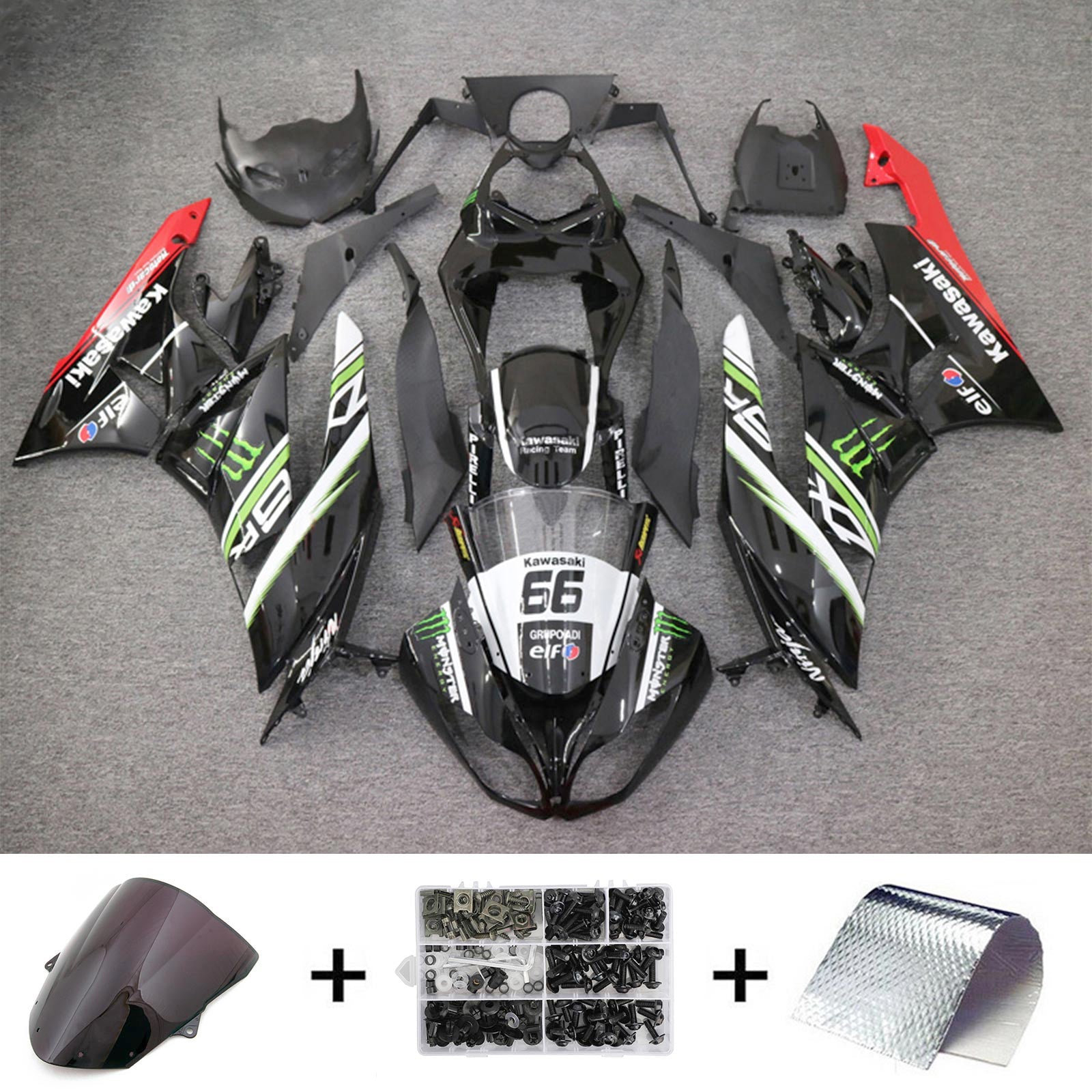 Amotopart Kawasaki ZX6R 636 2009-2012 Kit Carroserie Plastic ABS