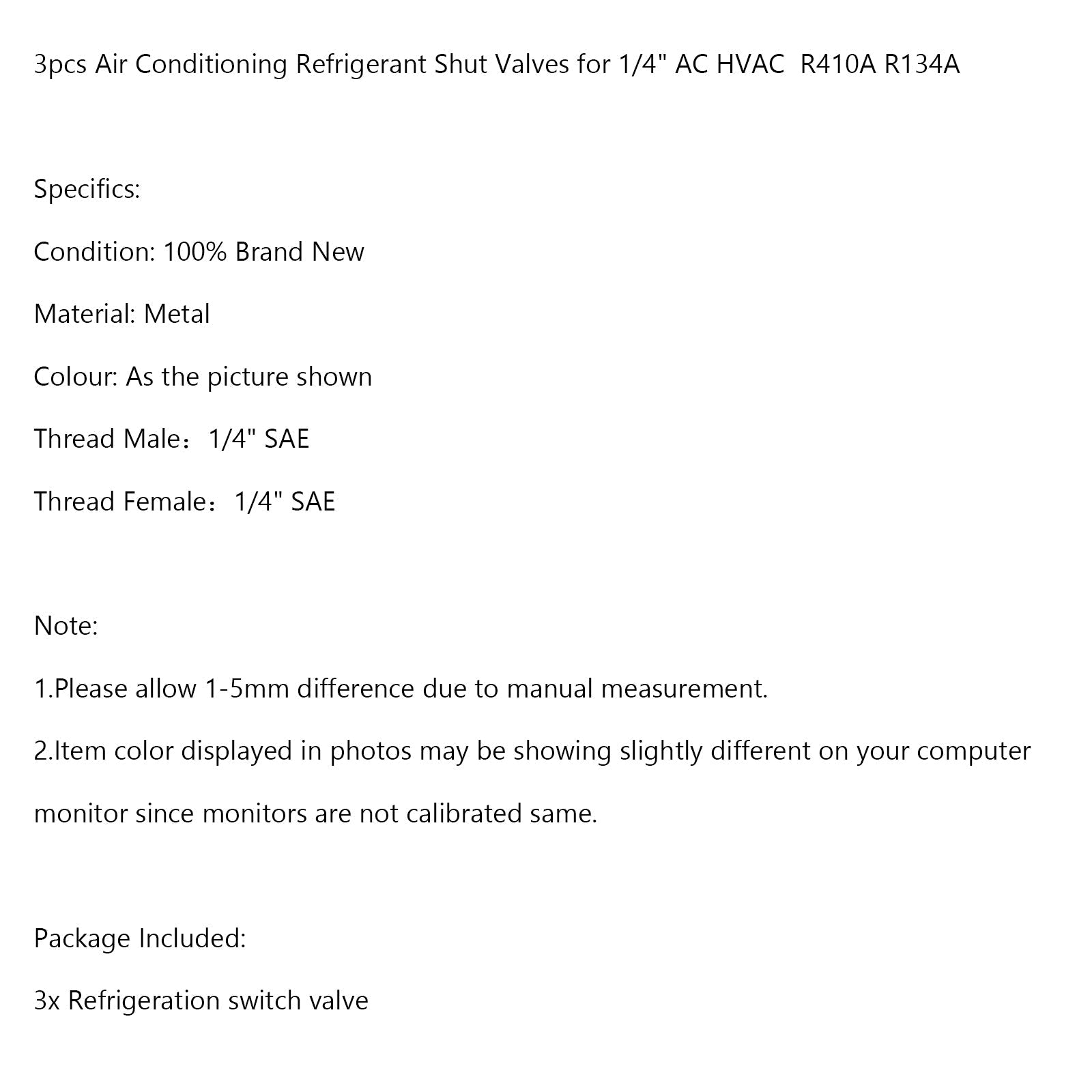 Areyourshop Valvole di intercettazione con codice colore 3 pezzi Tubi di ricarica per refrigerazione AC HVAC per R410A R134A
