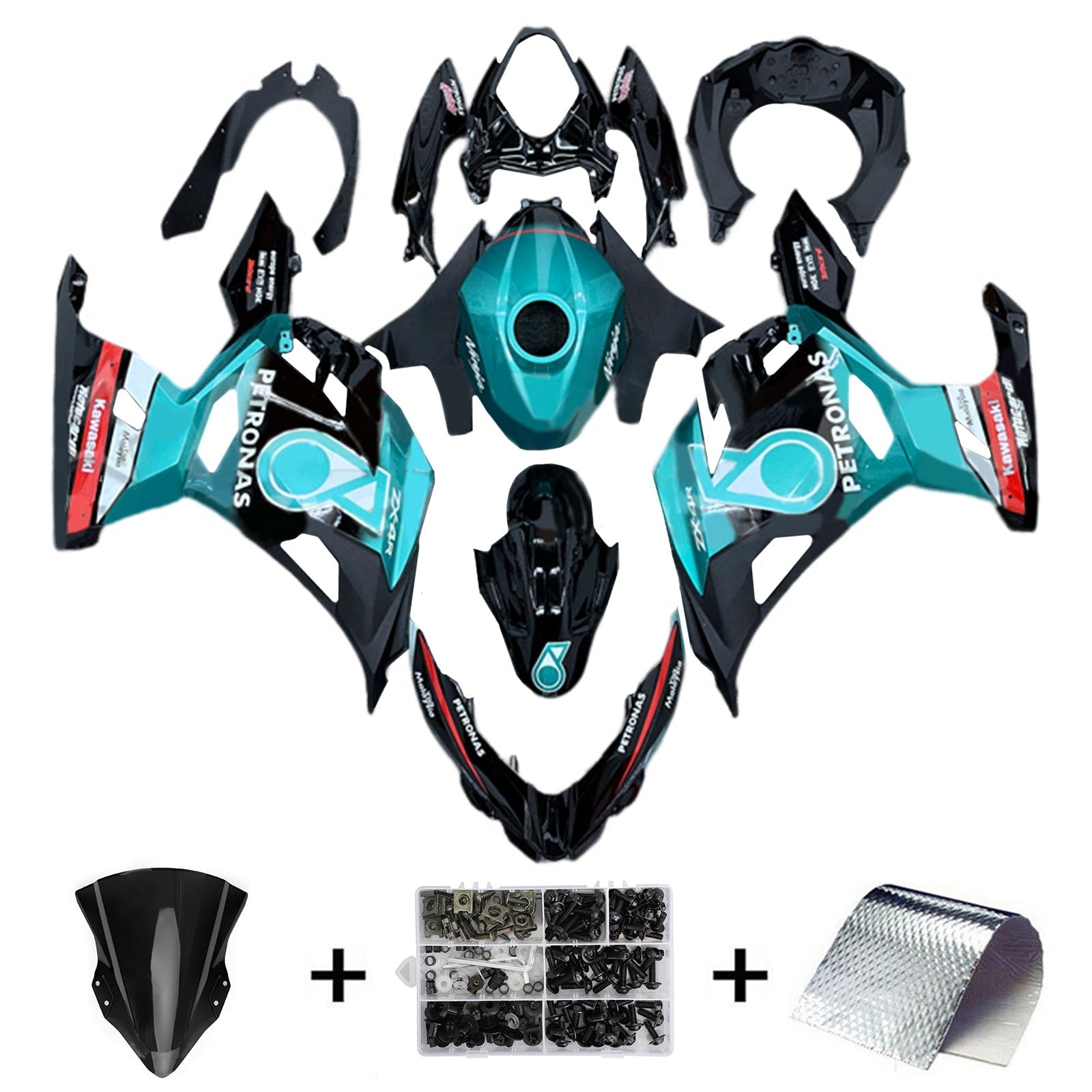 Amotopart kawasaki ex400 ninja400 2018-2023 komplet poštenosti corrier plastični abs