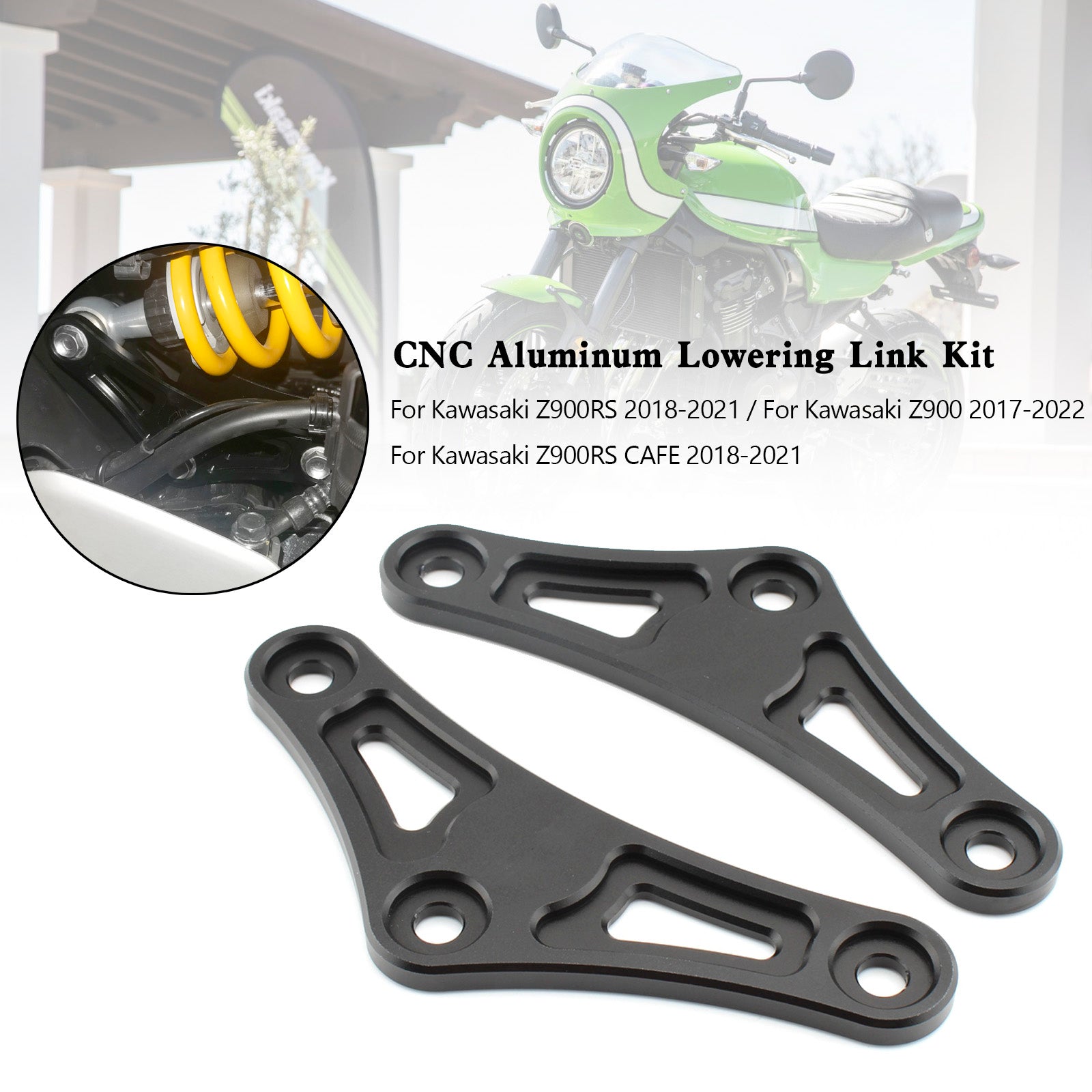 2018-2021 Kawasaki Z900RS / 2018-2024 Z900 30 mm CNC aluminium verlagingsset