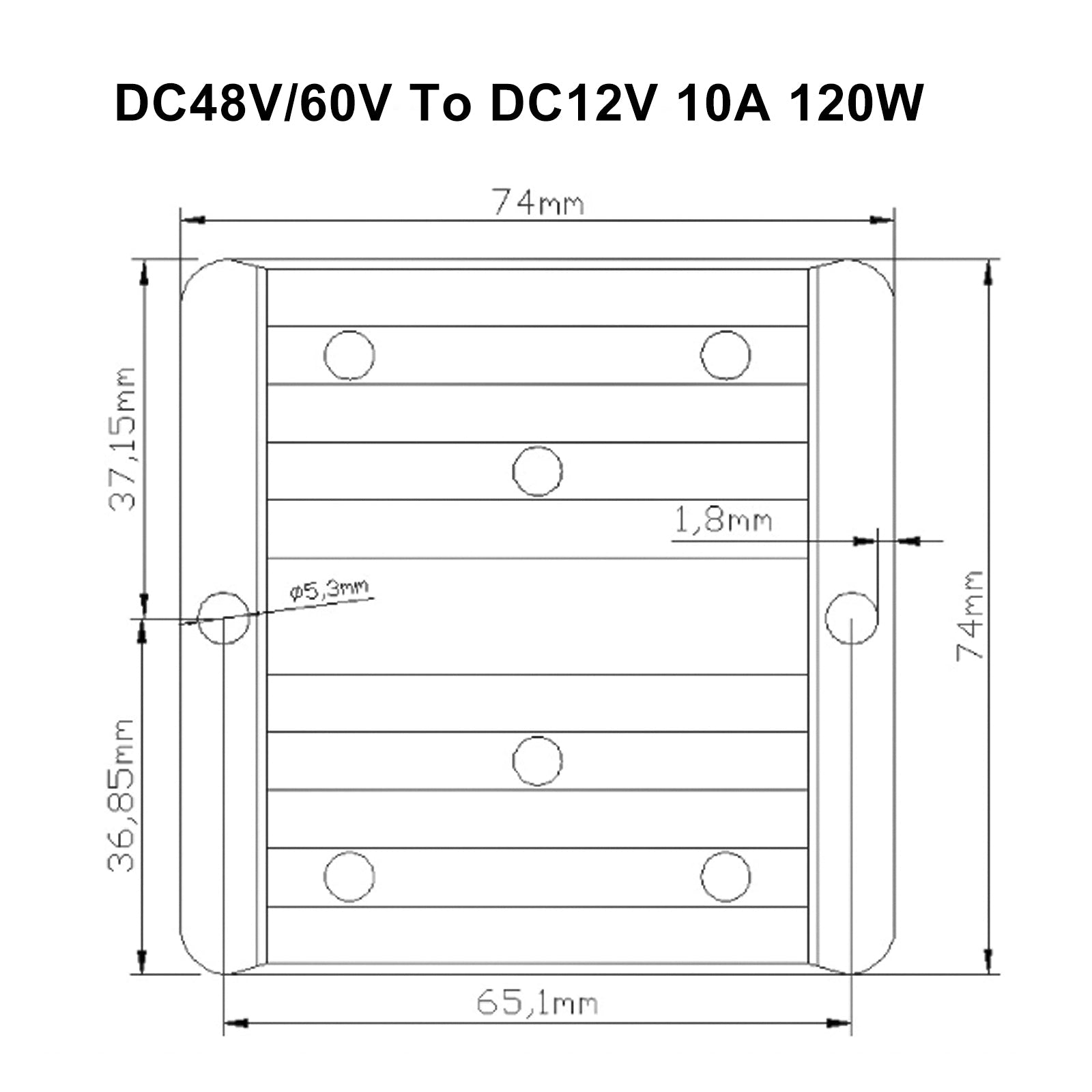 Étanche 48V/60V à 12V 10A 120W Régulateur de convertisseur de puissance CC/CC abaisseur