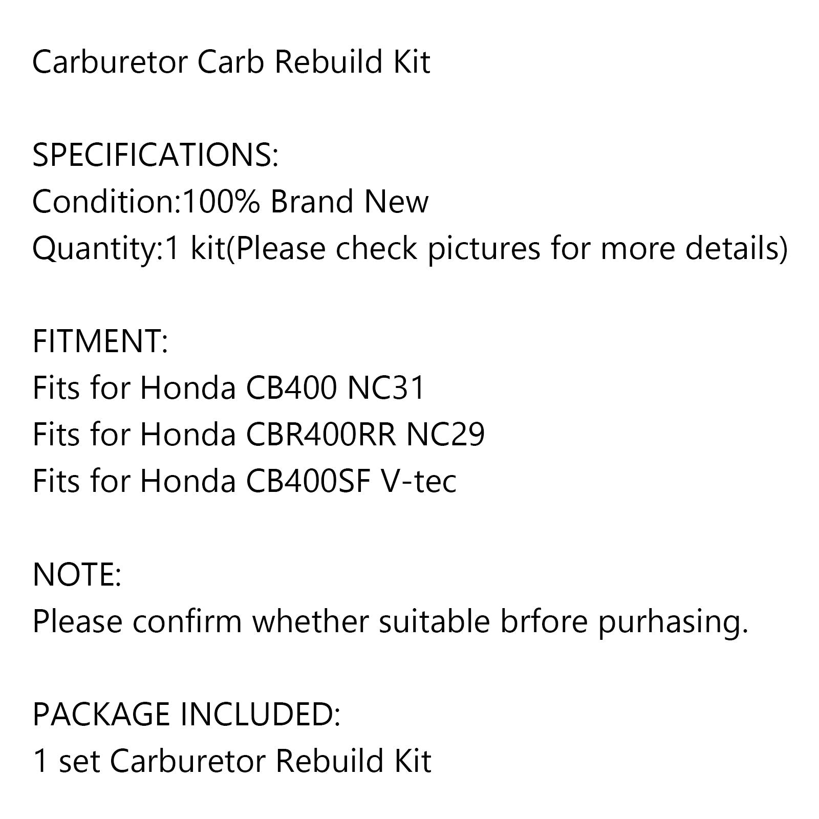 4X Vergaser Reparatur Satz pour Honda CB400 NC31 CBR400RR NC29 CB400SF V-tec Generic