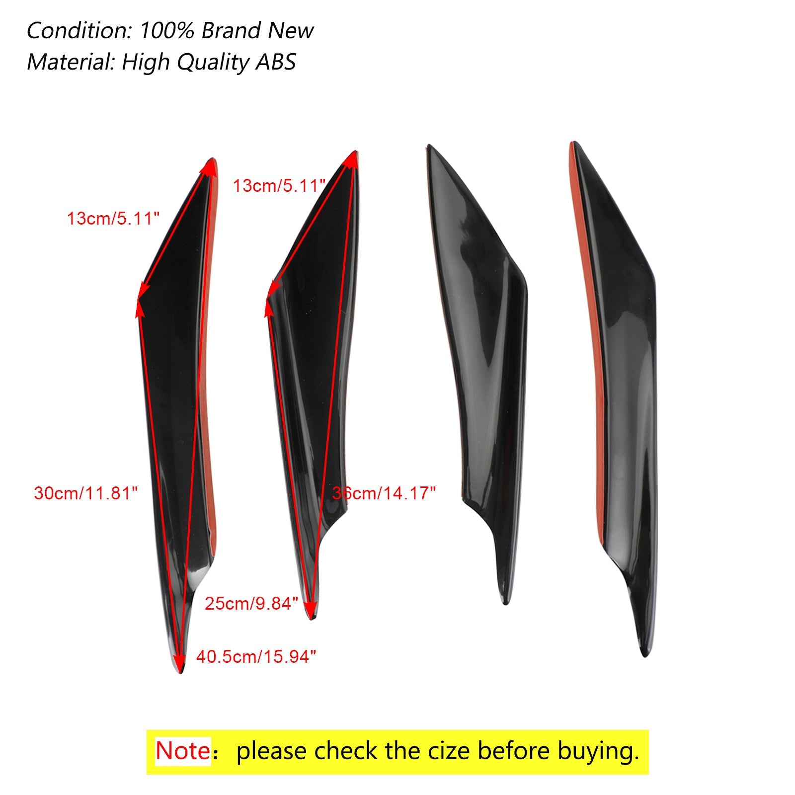 4 szt. Uniwersalne płetwy przedniego zderzaka samochodu Splitter Spoiler Canards Gloss Black