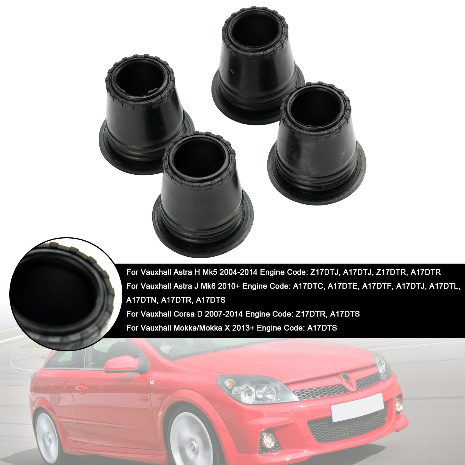 4 kpl dieselpolttoaineen ruiskutussuuttimen ylätiiviste Vauxhall Astra H/J Corsa D Mokka 1.7