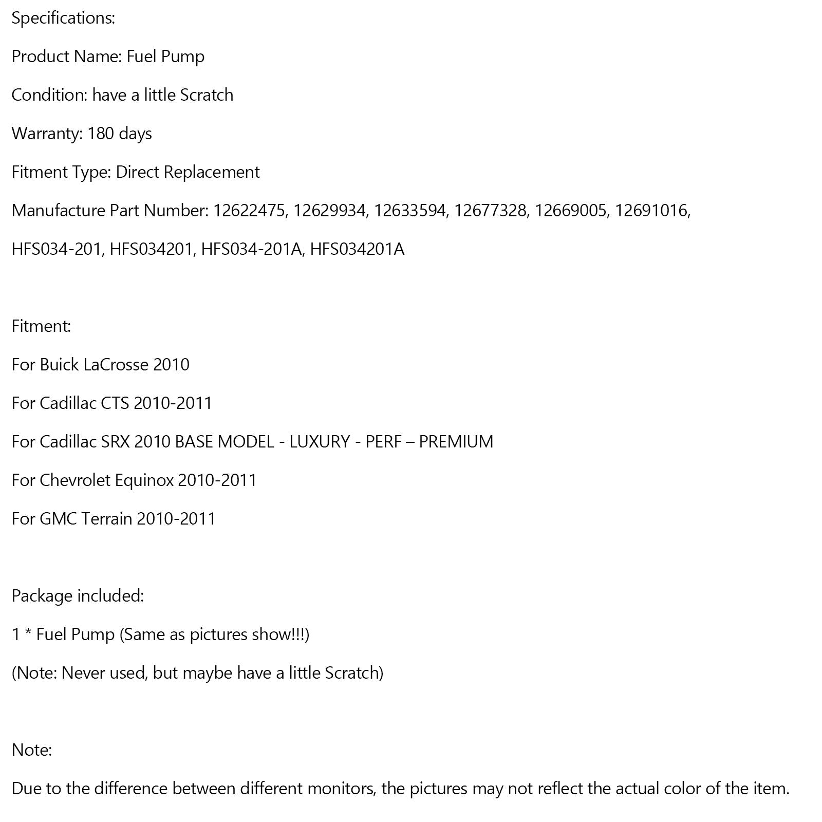 2010-2011 Cadillac CTS Chevrolet Equinox GMC Terrain Pompa del carburante ad alta pressione 12641740