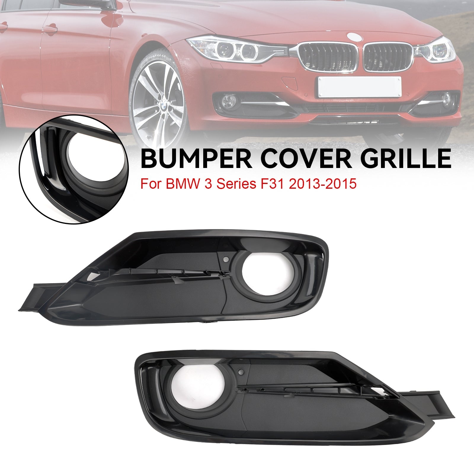 BMW 3-sarjan F30 F31 2013-2015 2kpl etupuskurin sumuvalon säleikön suojat