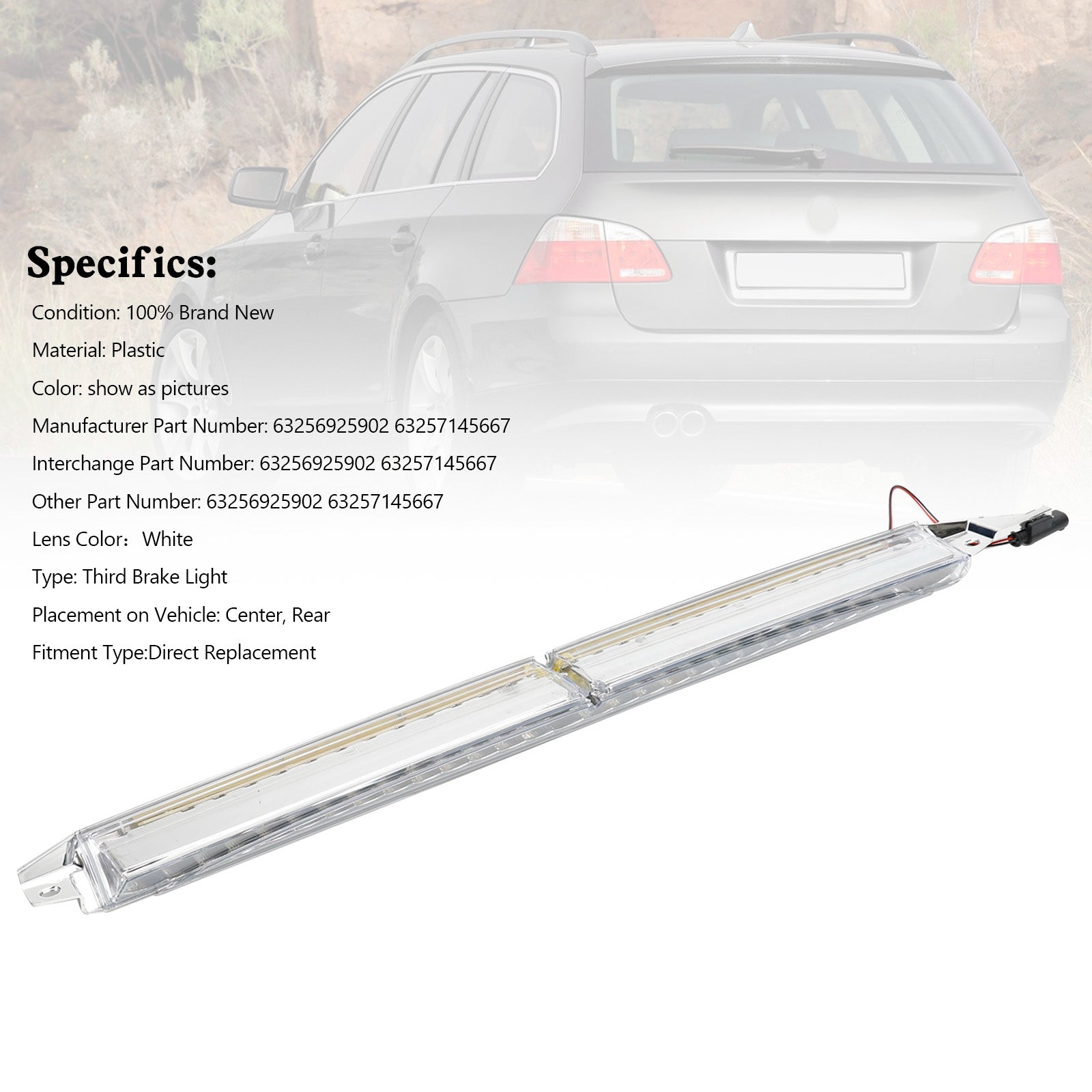 Tretja požarna zaustavitev 63256925902 White za BMW 5 E60 E61 serija Facelift