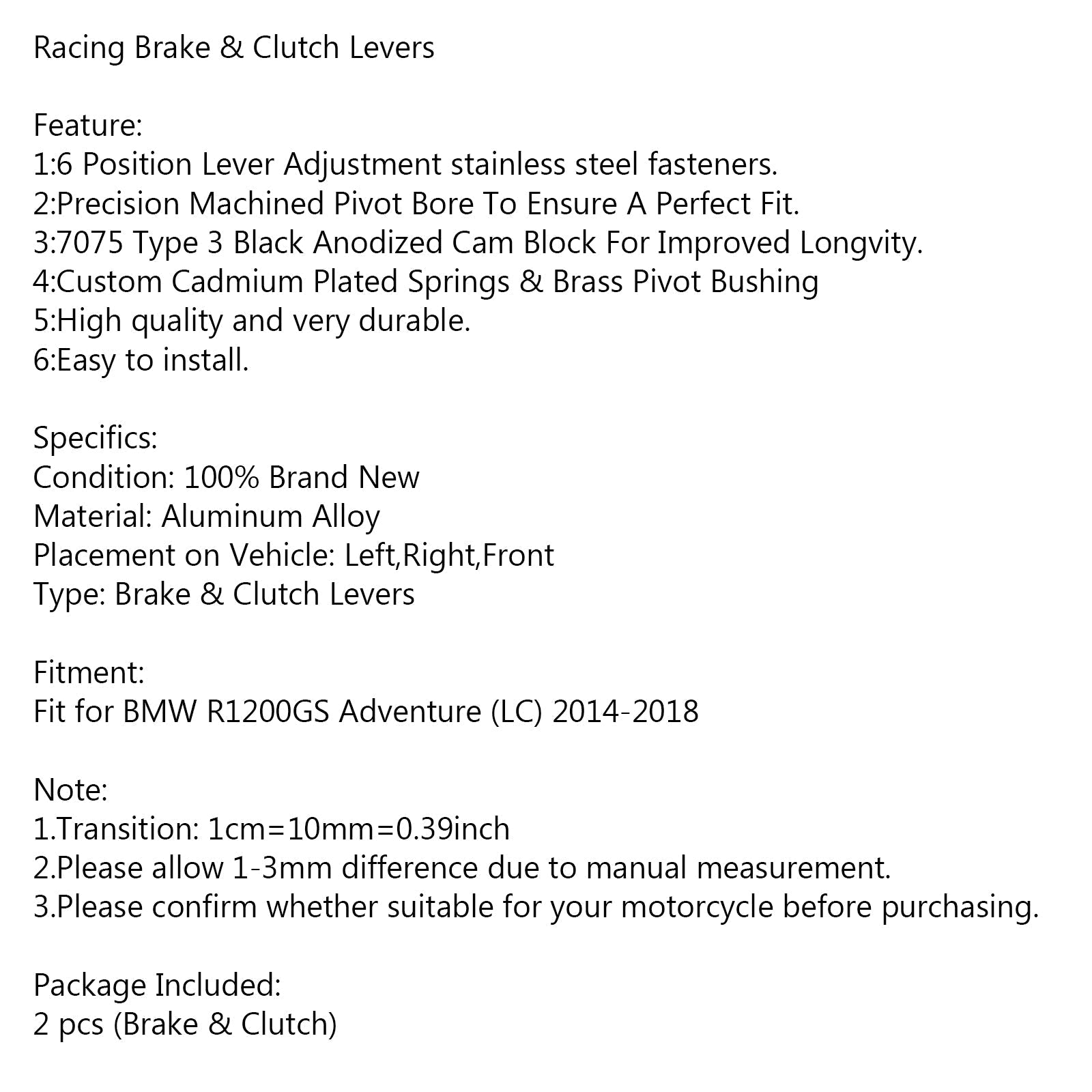 Zavorna ročica dolge motociklistične sklopke, primerna za BMW R1200GS Adventure (LC) 2014-2018 Generic