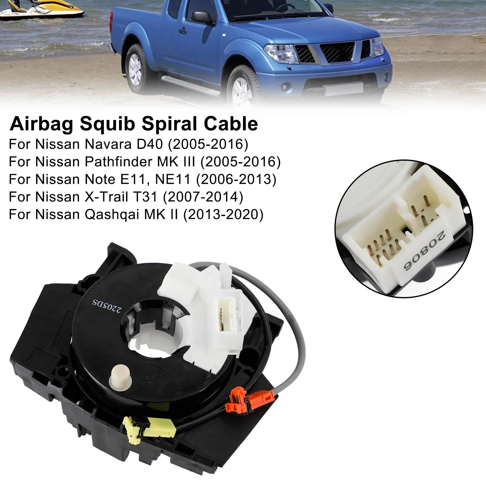 2005-2016 Nissan Navara D40 Airbag Snul Gerolde Kabel 25567-5X10A