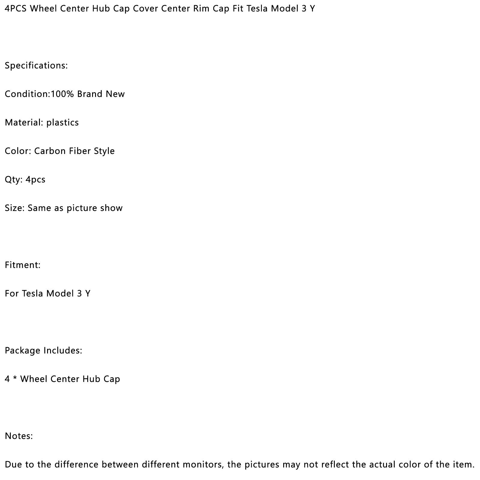 4 szt. Osłona piasty środkowej koła Osłona środkowej obręczy Pasuje do modelu Tesla 3 Model Y Generic