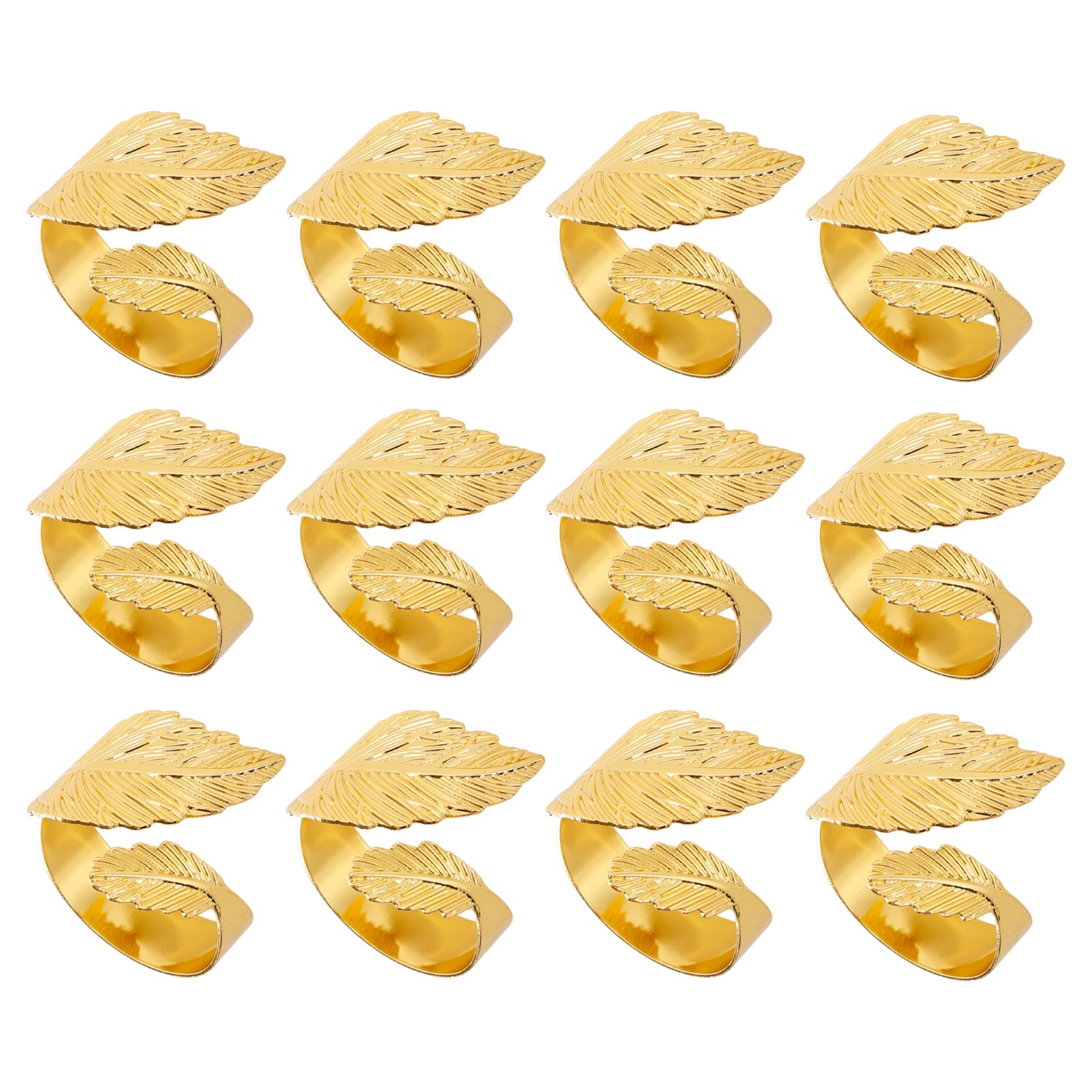 12 szt. Pierścionków na serwetki w kształcie liścia Ozdoby ze stopu złota
