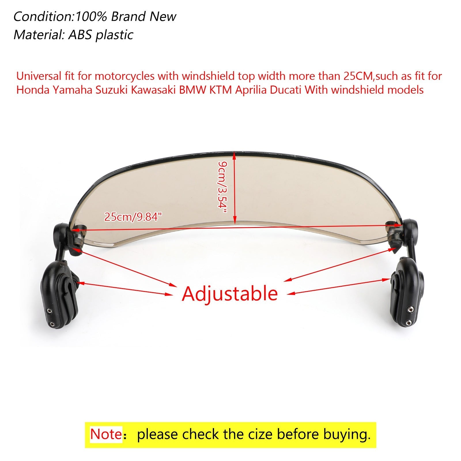 Clip regolabile in moto sul deflettore del vento di espansione del parabrezza