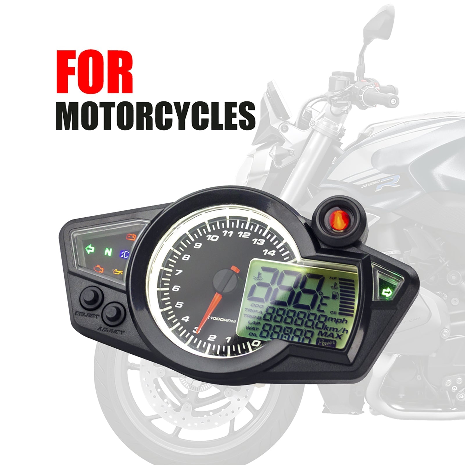 Contagiri universale per moto Contachilometri digitale LCD 1-6 velocità Tachimetro generico