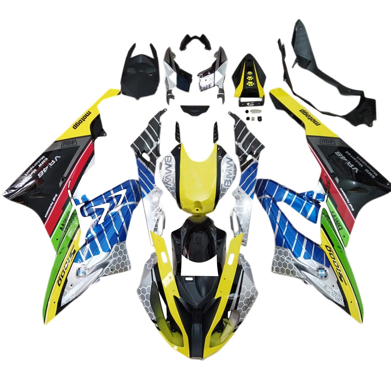 Amotopart BMW S1000RR 2015-2016 Kit kvadratni plastični abs