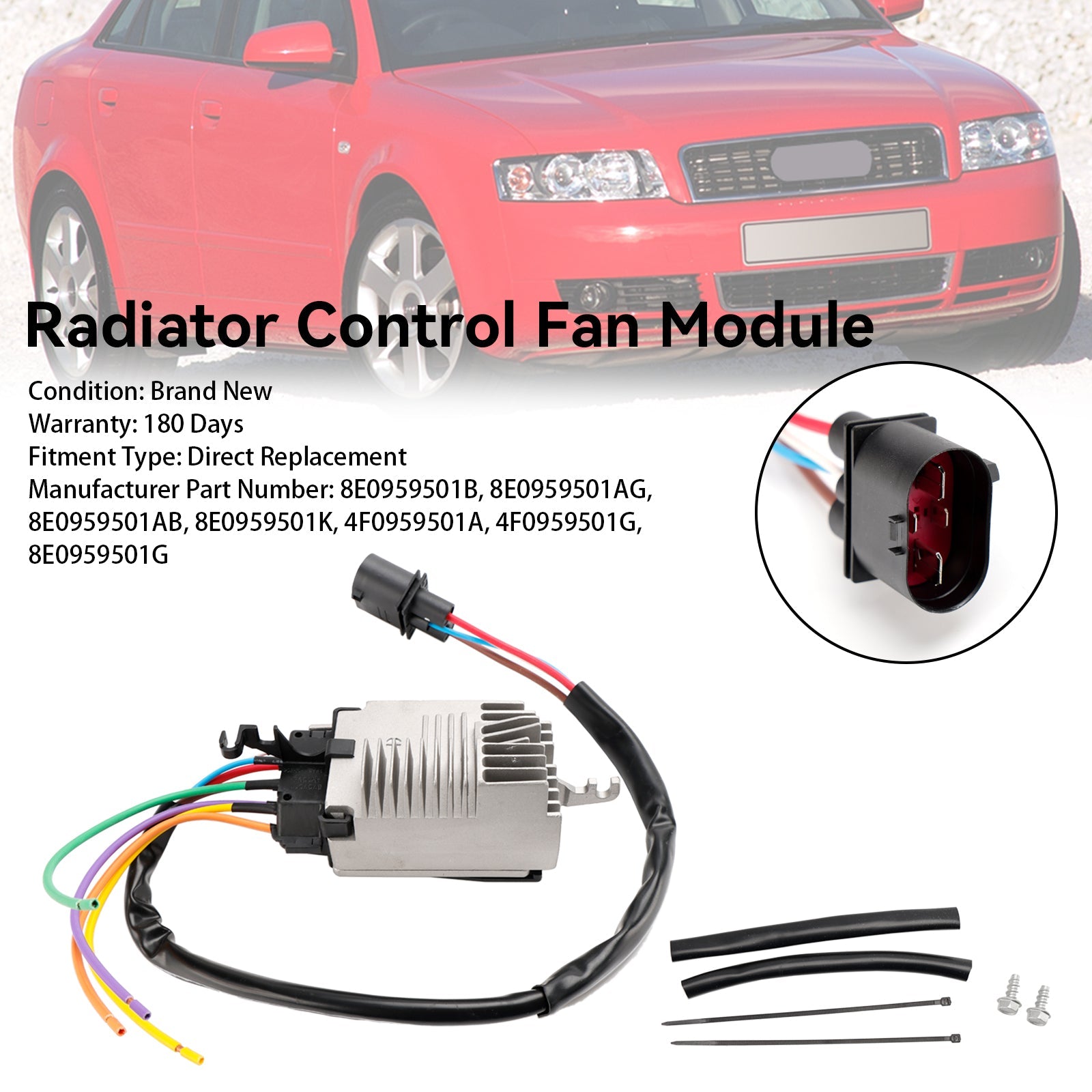 AUDI A4 Berlina (8EC, B7) 1.8T 11.2004-06.2008 Modulo di controllo ventola radiatore 8E0959501AB 8E0959501AG