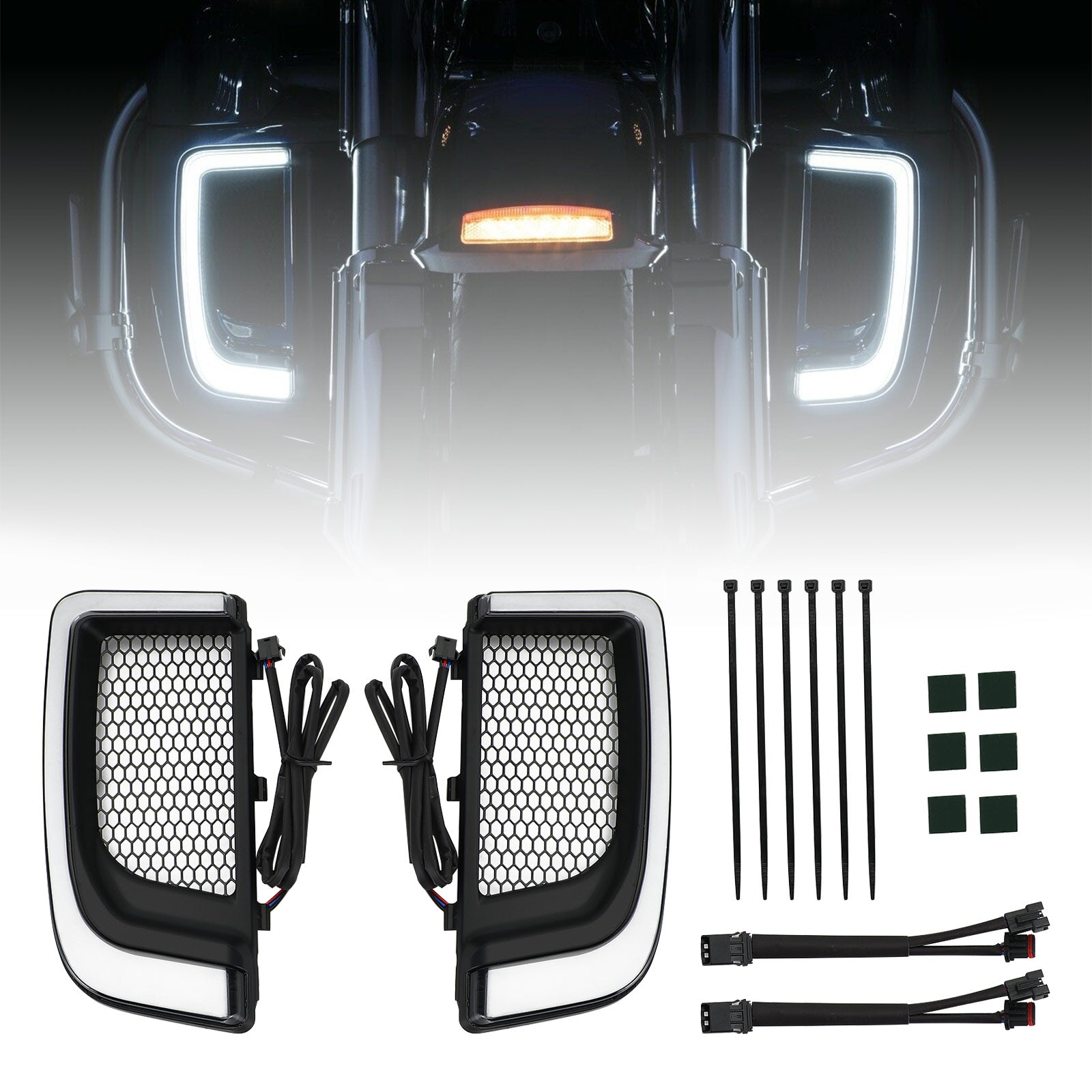 LED Tracer Lower Grids Lower Grids Lights voor elektra flh/t road glide generiek
