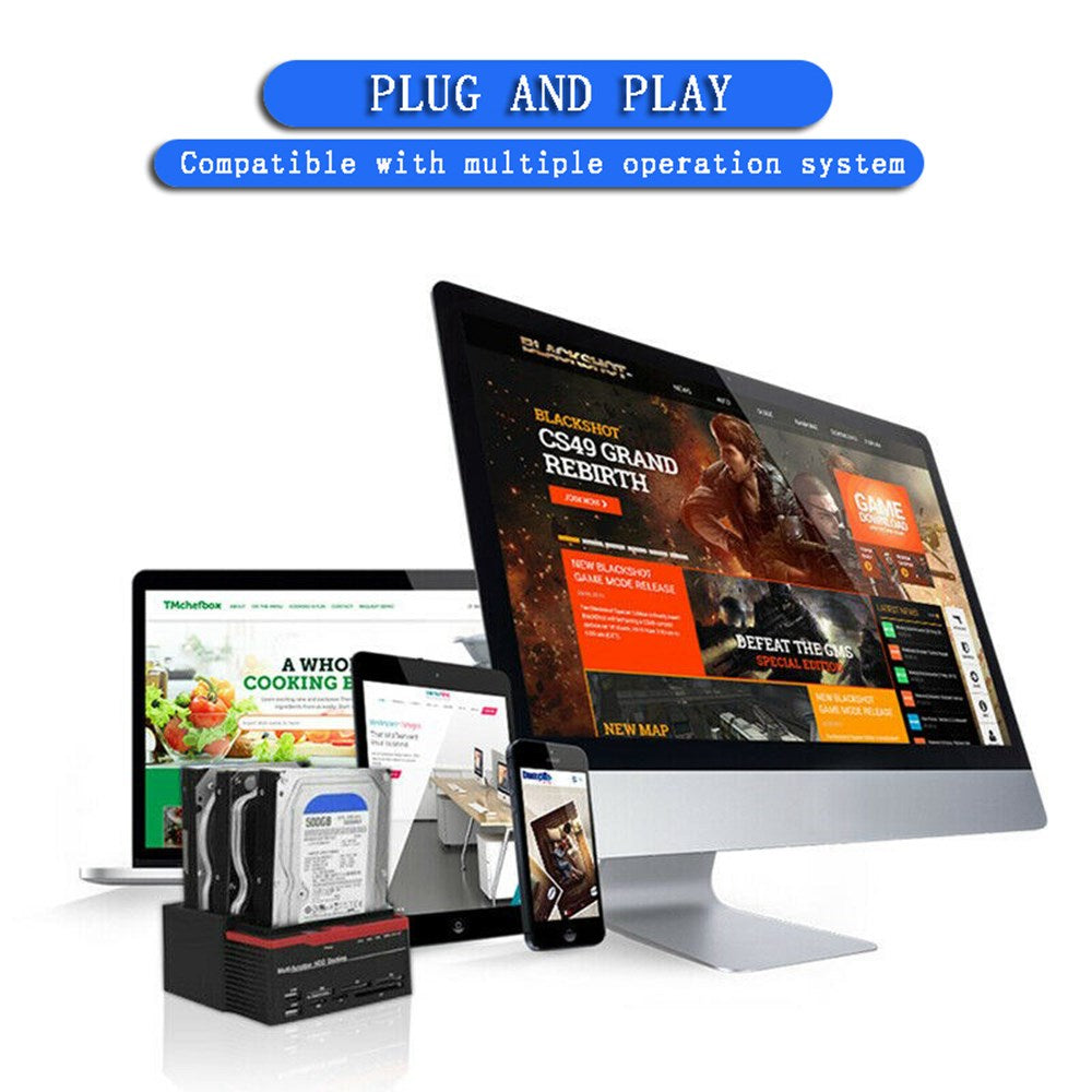 Wielofunkcyjna stacja dokująca 2,5 3,5" HDD UKB 3.0 Clone Karta dysku twardego EU