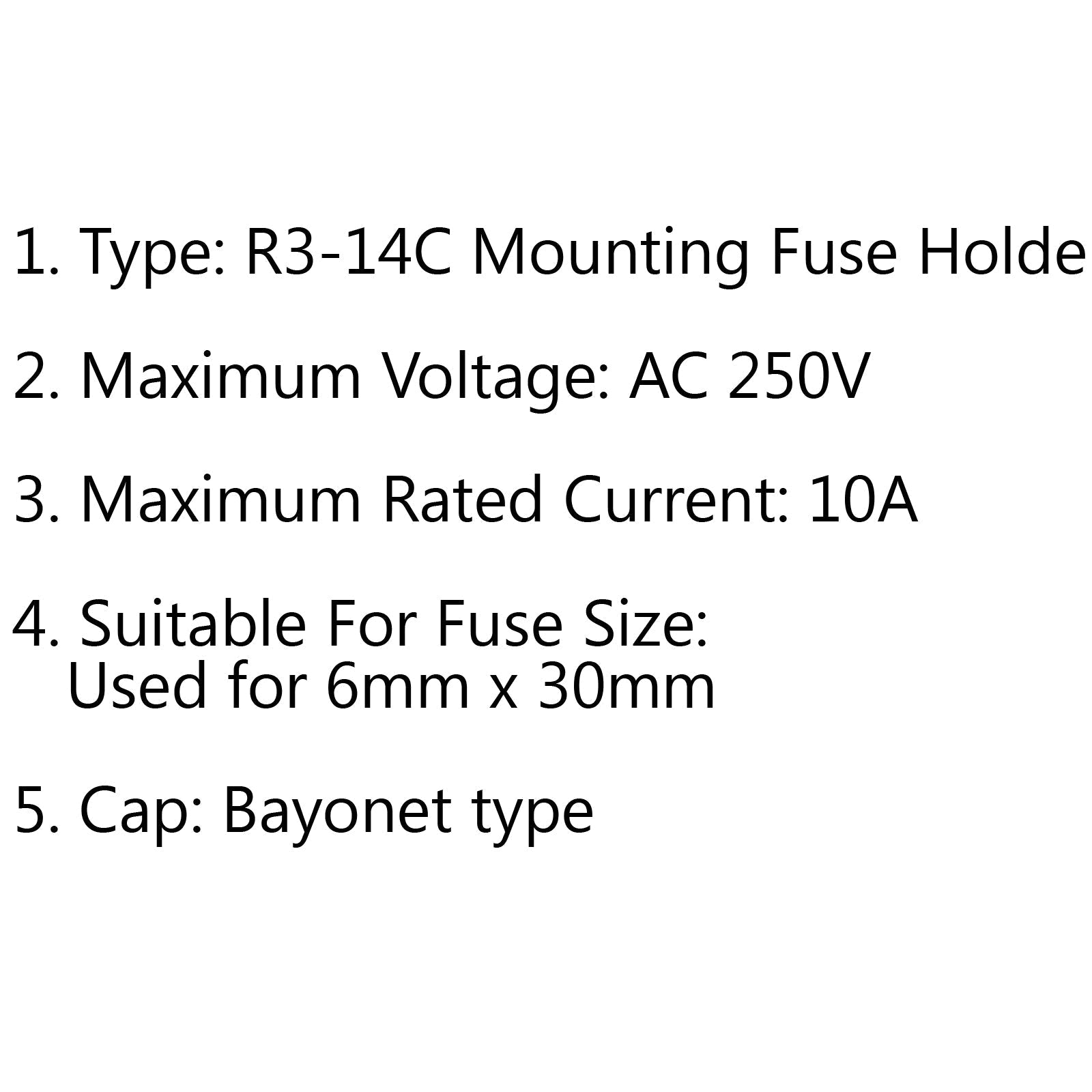 SCI R3-14C Support de fusible de châssis à montage sur panneau pour fusibles en verre 6x30mm 10A 250V