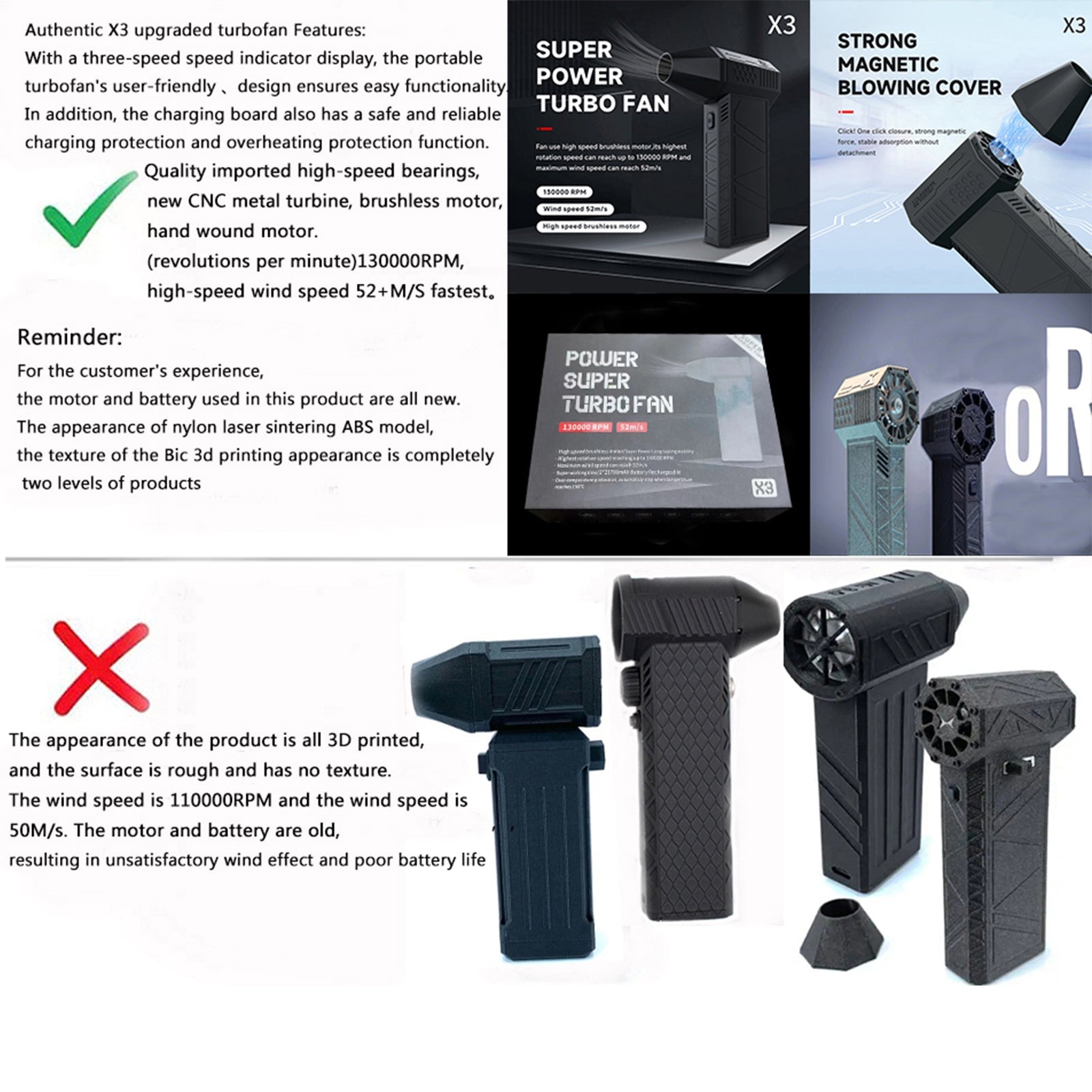 Gwałtowny turbowentylator strumieniowy o prędkości 130000 obr./min. Turbofan bezszczotkowy silnik z możliwością ładowania