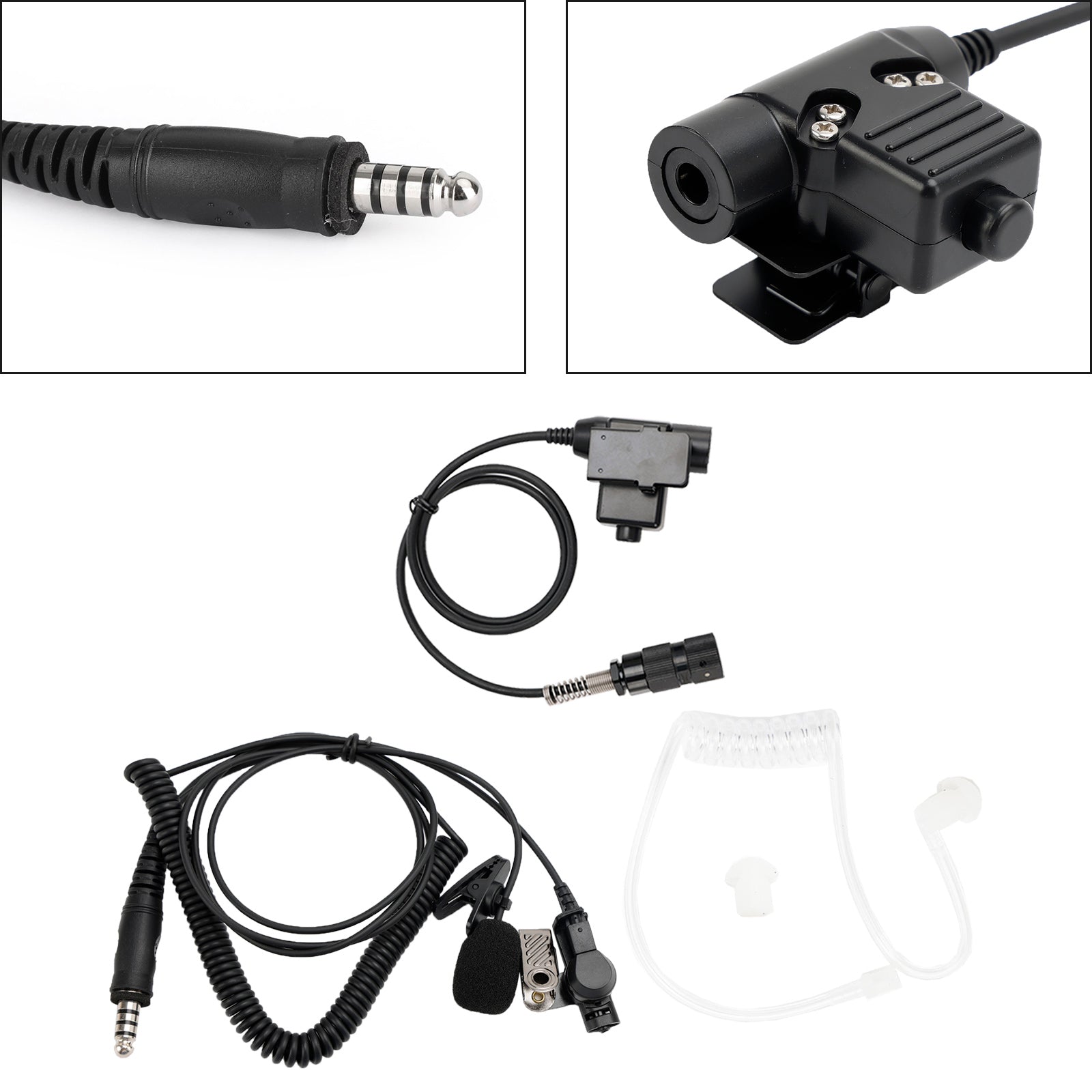 Przezroczysty zestaw słuchawkowy z rurką powietrzną 7.1-A3 i mikrofonem do radia AN/PRC-152 AN/PRC-148 U329