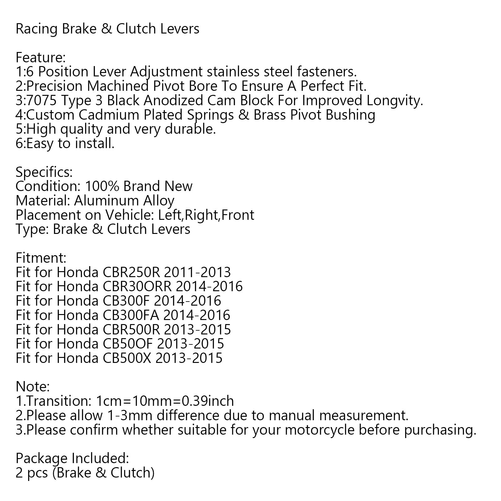 Zavorna ročica dolge sklopke za Honda CB500F CBR500R 13-15 CBR300RR CB300F 14-16 generična