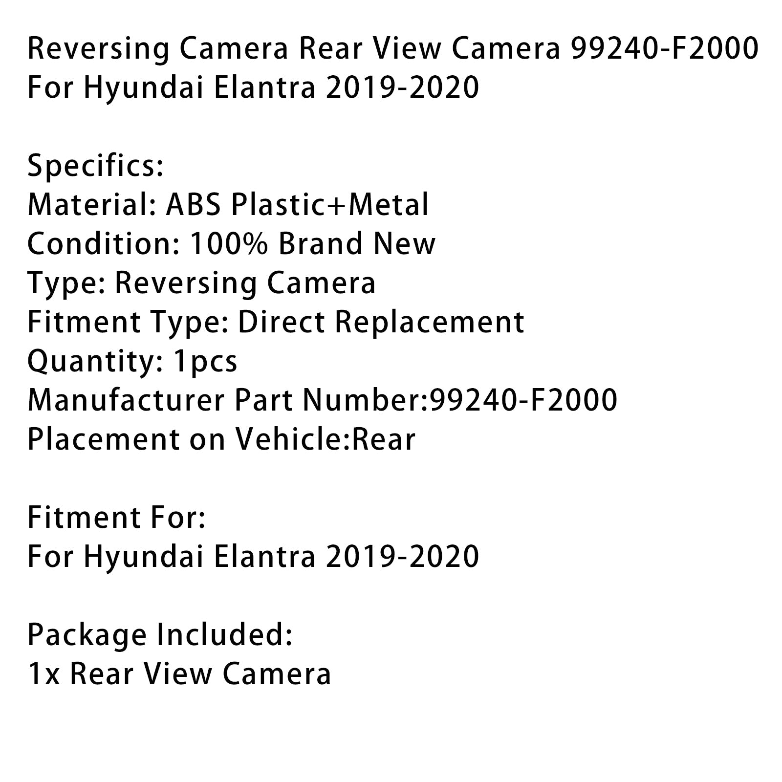 Achteruitrijcamera 99240-F2000 voor Hyundai Elantra 2019-2020