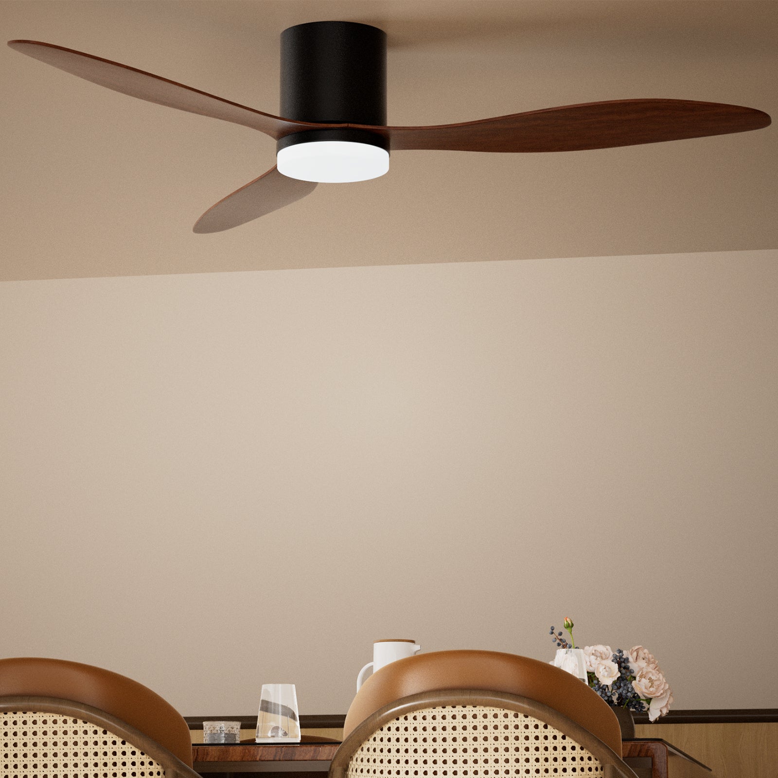 Stropni ventilator 42" z daljinskim upravljalnikom in upravljanjem prek aplikacije - zatemnljiva LED lučka in tihi enosmerni motor