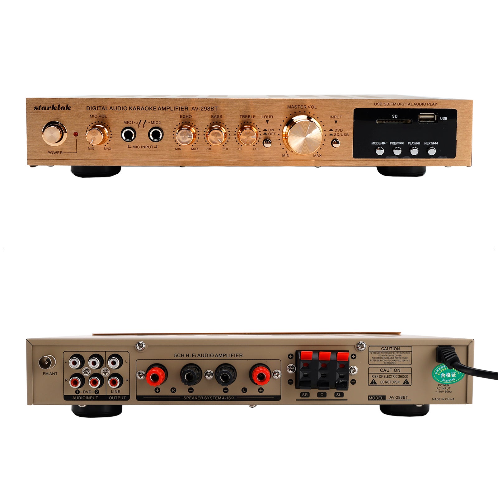 2000W 5CH Power Amplificateurs Amplifier Hi-Fi stéréo AV Surround FM Home Cinéma