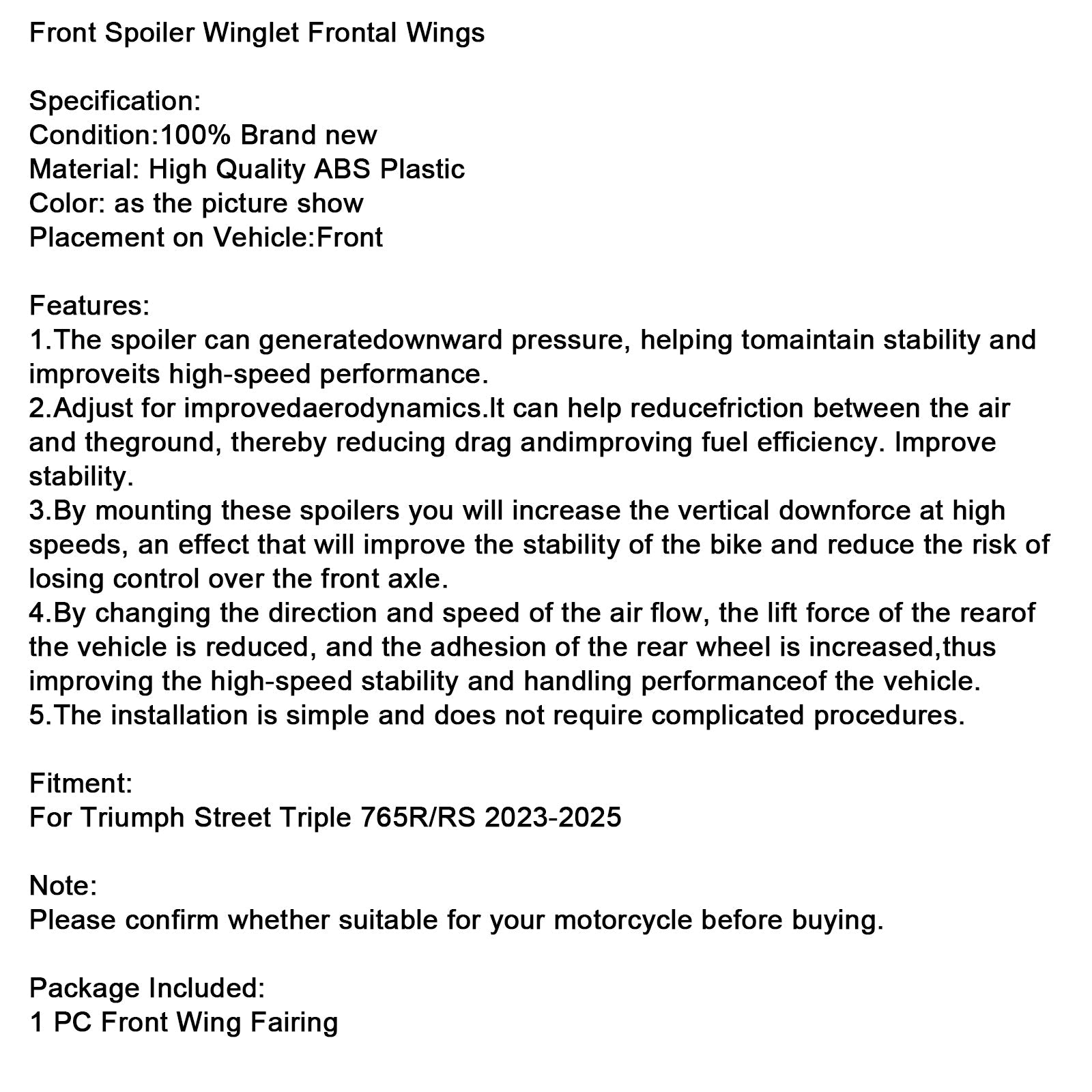 Aileron avant pour Street Triple 765R/RS 2023-2025