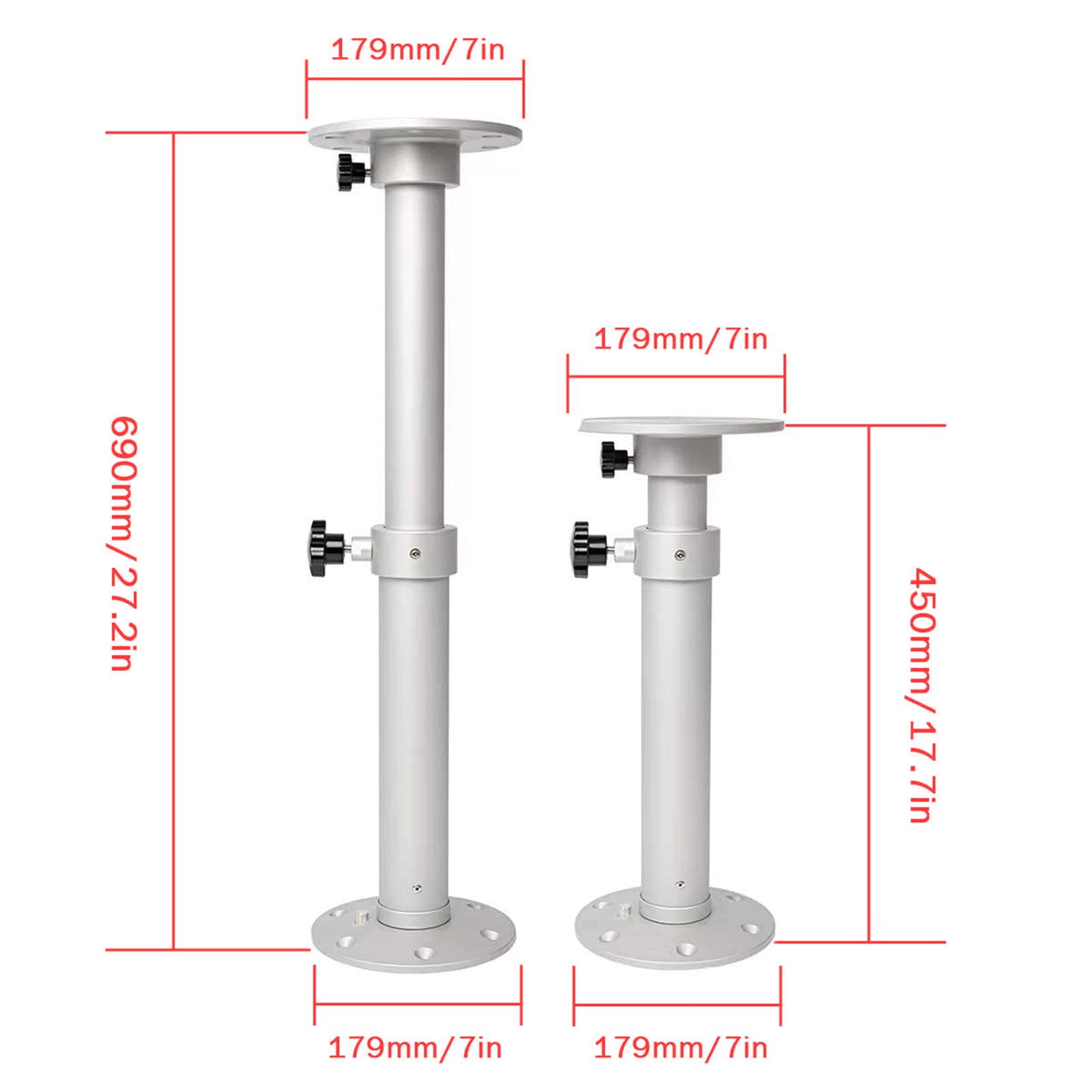 Pata de mesa de aluminio para autocaravana, barco marino, caravana, autocaravana, pedestal, pata de mueble