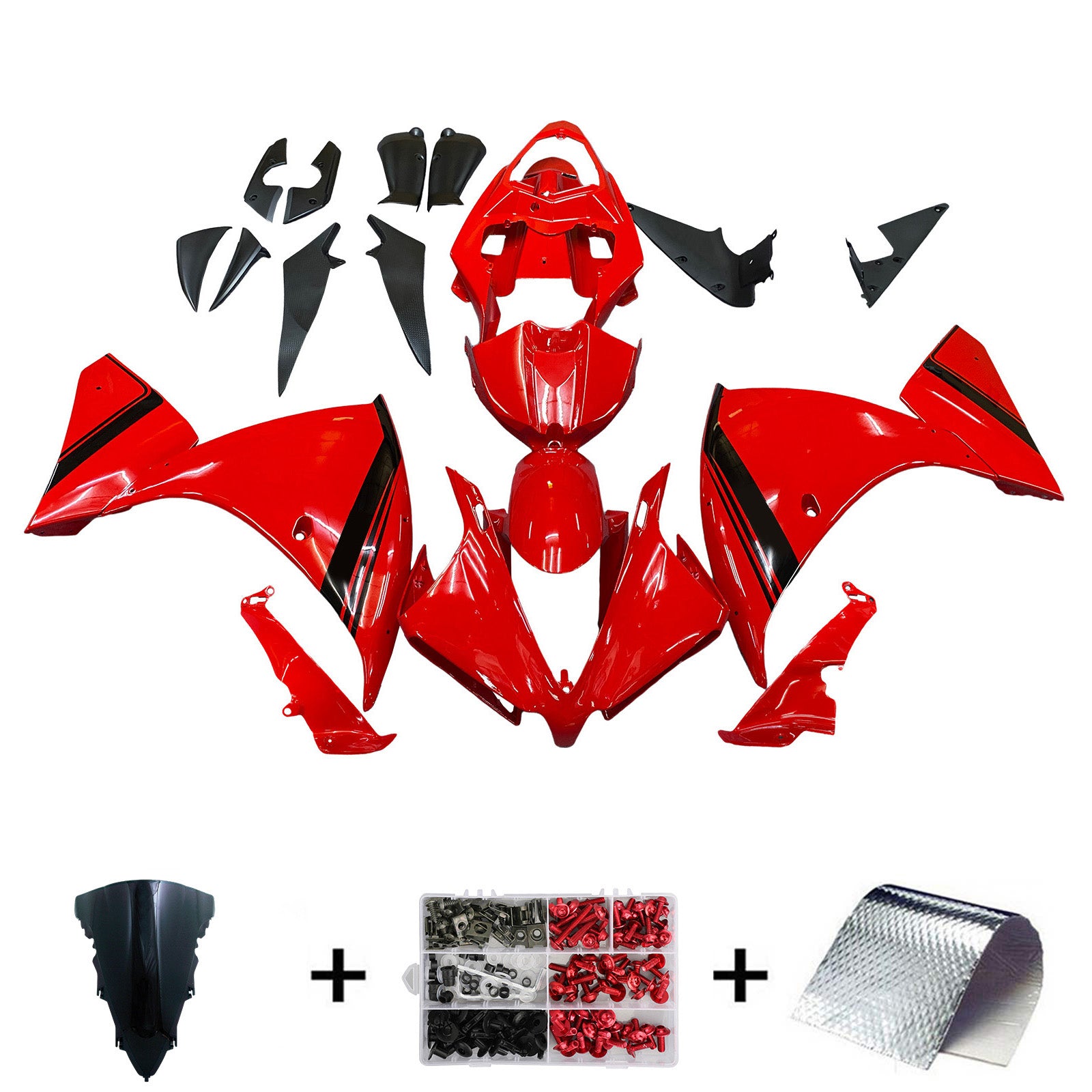 Kit de carénage par injection, carrosserie en plastique ABS, compatible avec Yamaha YZF 1000 R1 2012-2014