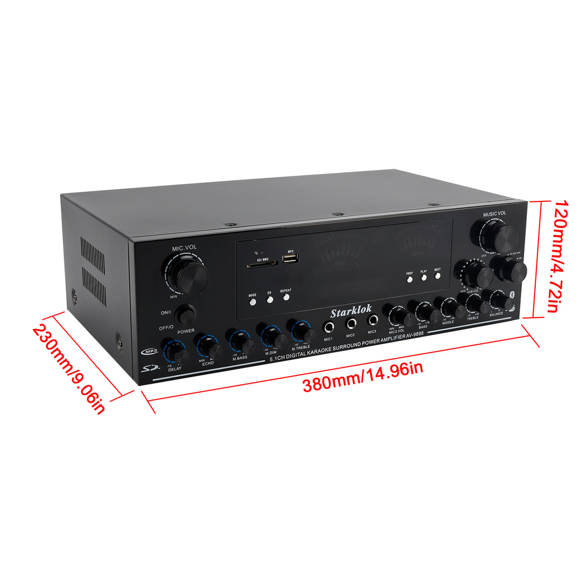 Bluetooth HiFi 3000W stéréo Power Amplificateur 5.1-Channel Subwoofer Amplifier