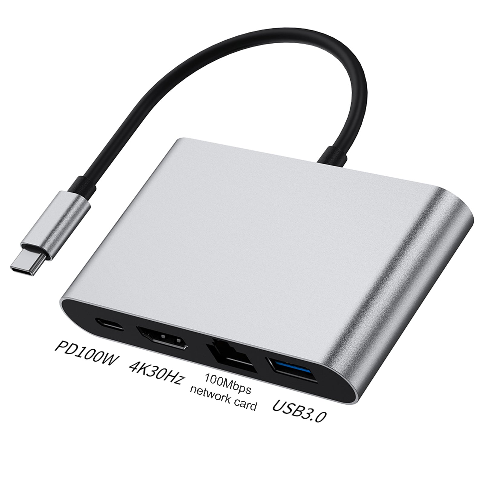 Station d';accueil 4 en 1 TYPE-C vers RJ45 100M HDMI USB3.0 PD Interface pour MacBook