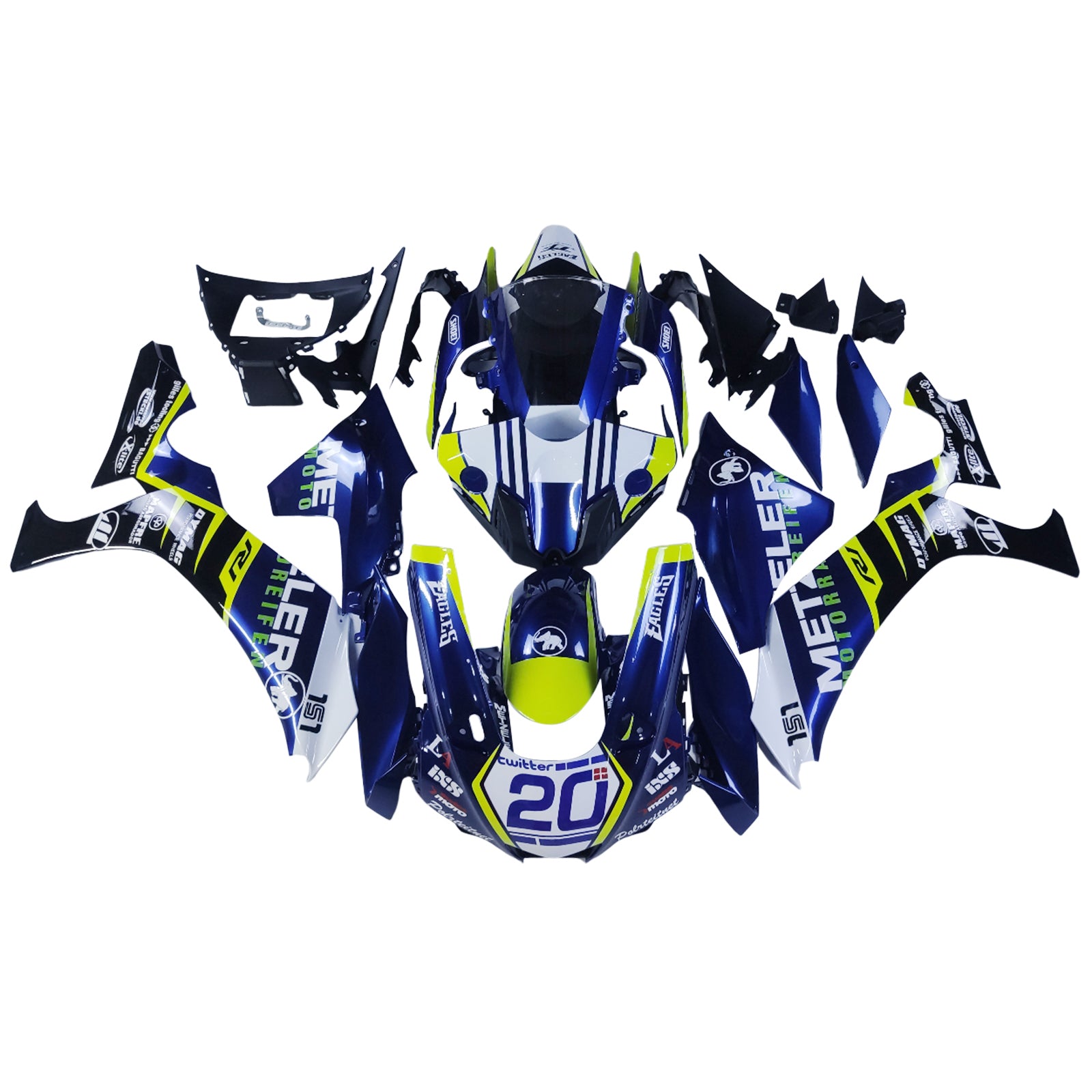 KIT DE CARÉNAGE AMOTOPART YAMAHA YZF R1 2020-2024 BLEU ET JAUNE