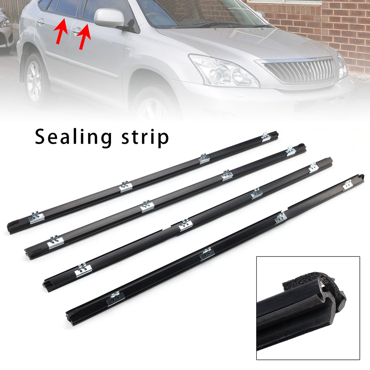 Joint d'étanchéité de fenêtre (4 pièces) pour Lexus RX400h (2006-2008), référence 68173-48031