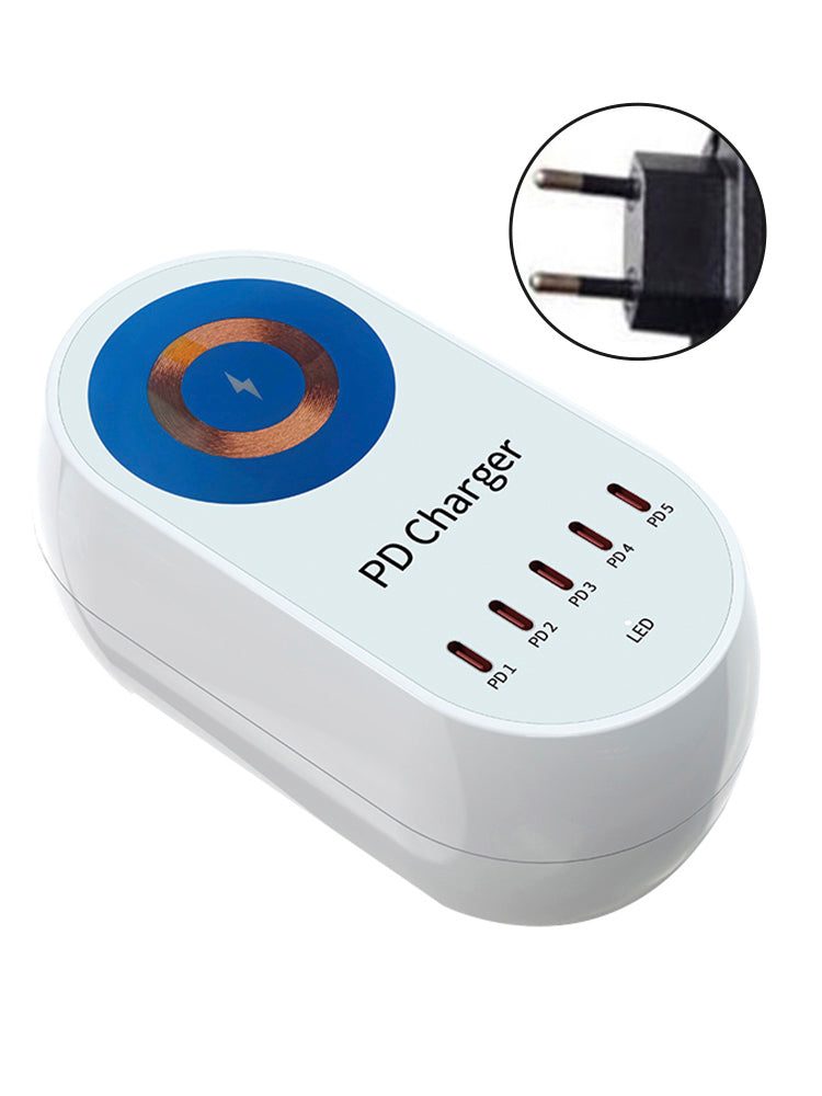Caricatore multiport magnetico wireless PD 140 W, carico rapido, laptop e telefono cellulare, presa UE