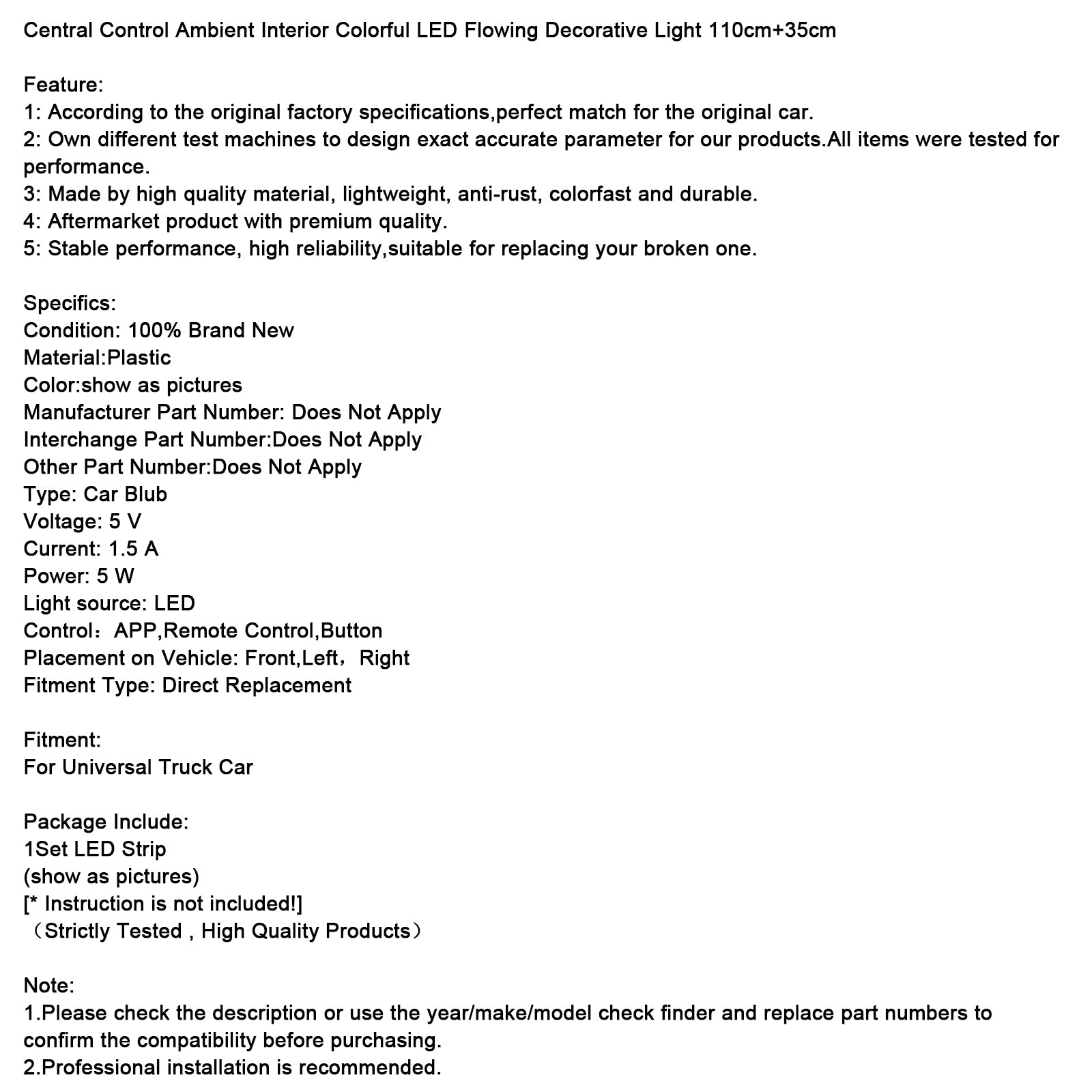 LED de luz decorativa LED colorido en el control central, 110 cm + 35 cm