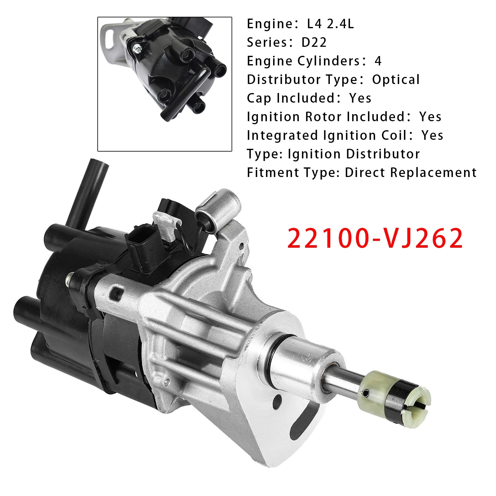 Distributore'Accensione 22100-VJ262 per Nissan Navara D22 L4 2.4L KA24DE (dal 1999)