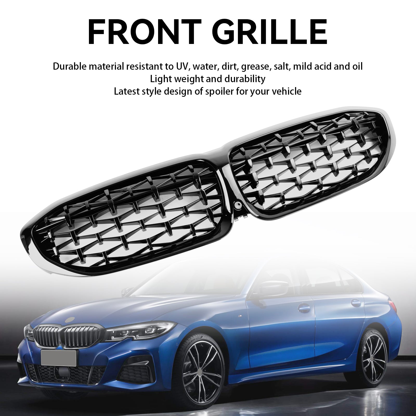 Diamond Black Kidney Grille Grill 51138072085 Pour BMW 3 Series G20 2019-2022