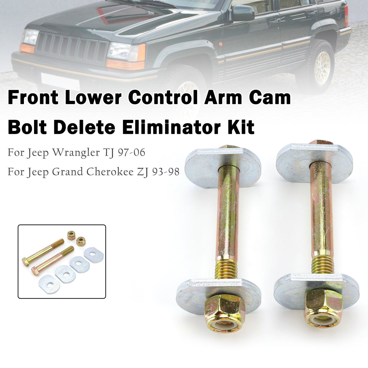 Kit de suppression des boulons de came de bras de suspension pour Jeep Cherokee TJ 97-06 et Jeep Cherokee ZJ 93-98