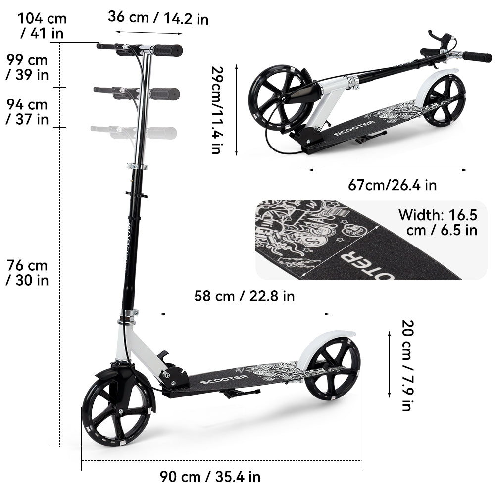 Trottinette Pliable Sans Moteur Violette pour Tous les Âges avec Roues PU Lumineuses Hauteur Réglable et Plateau Antidérapant