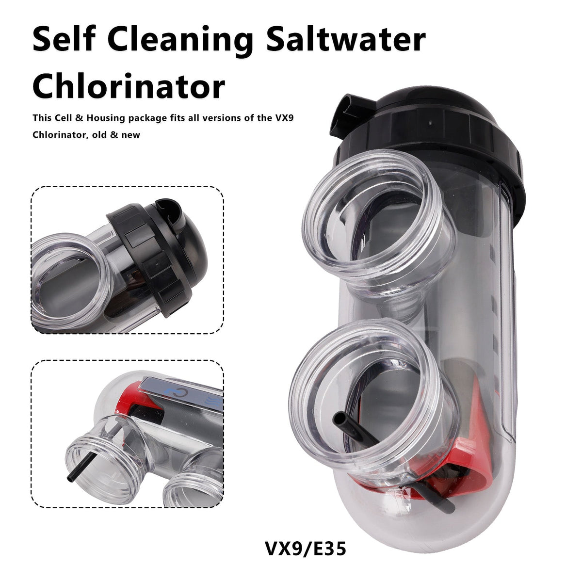 Vervangingscel voor zoutwaterchlorinator met behuizing voor Astral/Hurlcon VX9/E35
